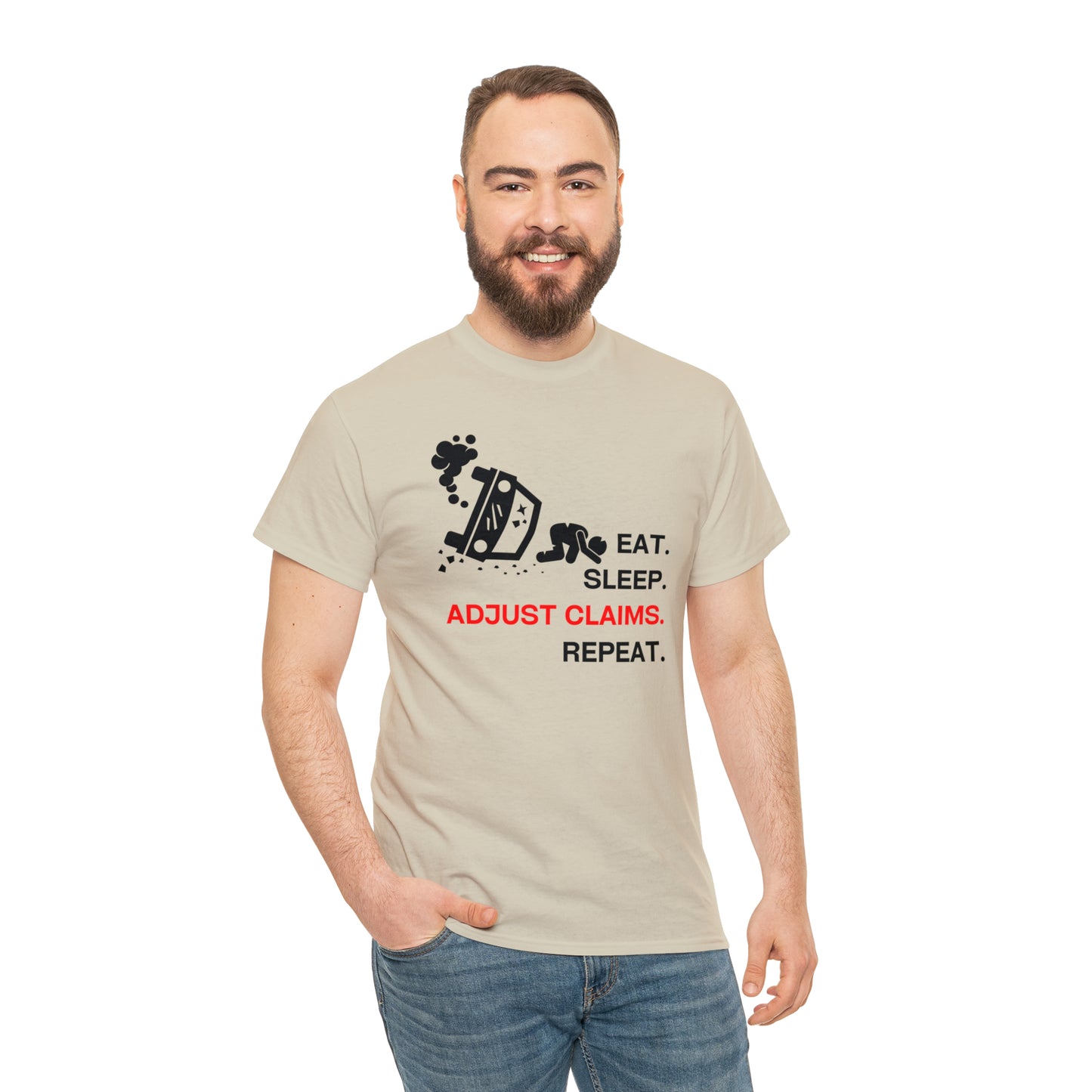 Claims Adjuster (Car Flip/Driver/Black) Unisex Heavy Cotton Tee