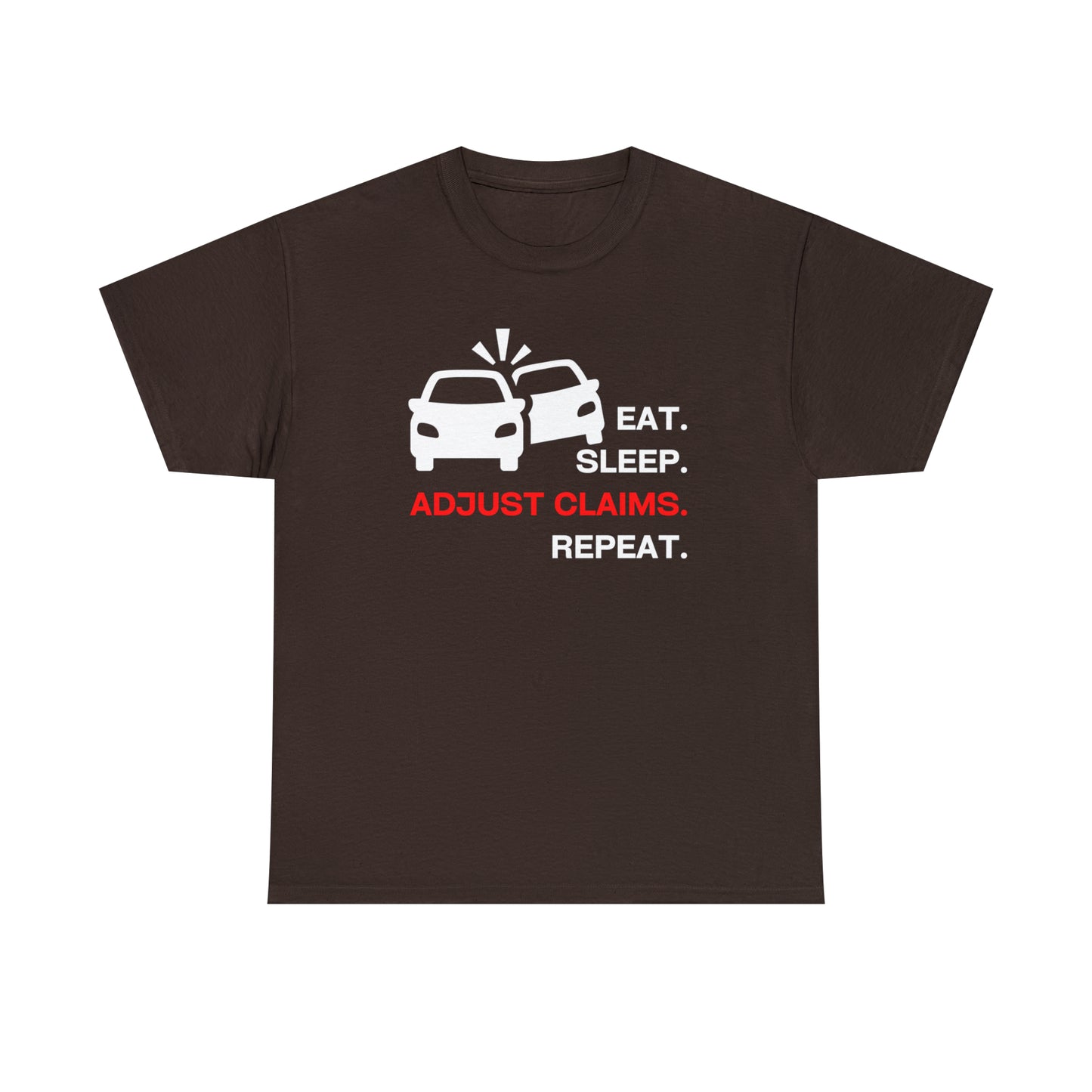 Claims Adjuster (Double Car/ White Print) Unisex Heavy Cotton Tee