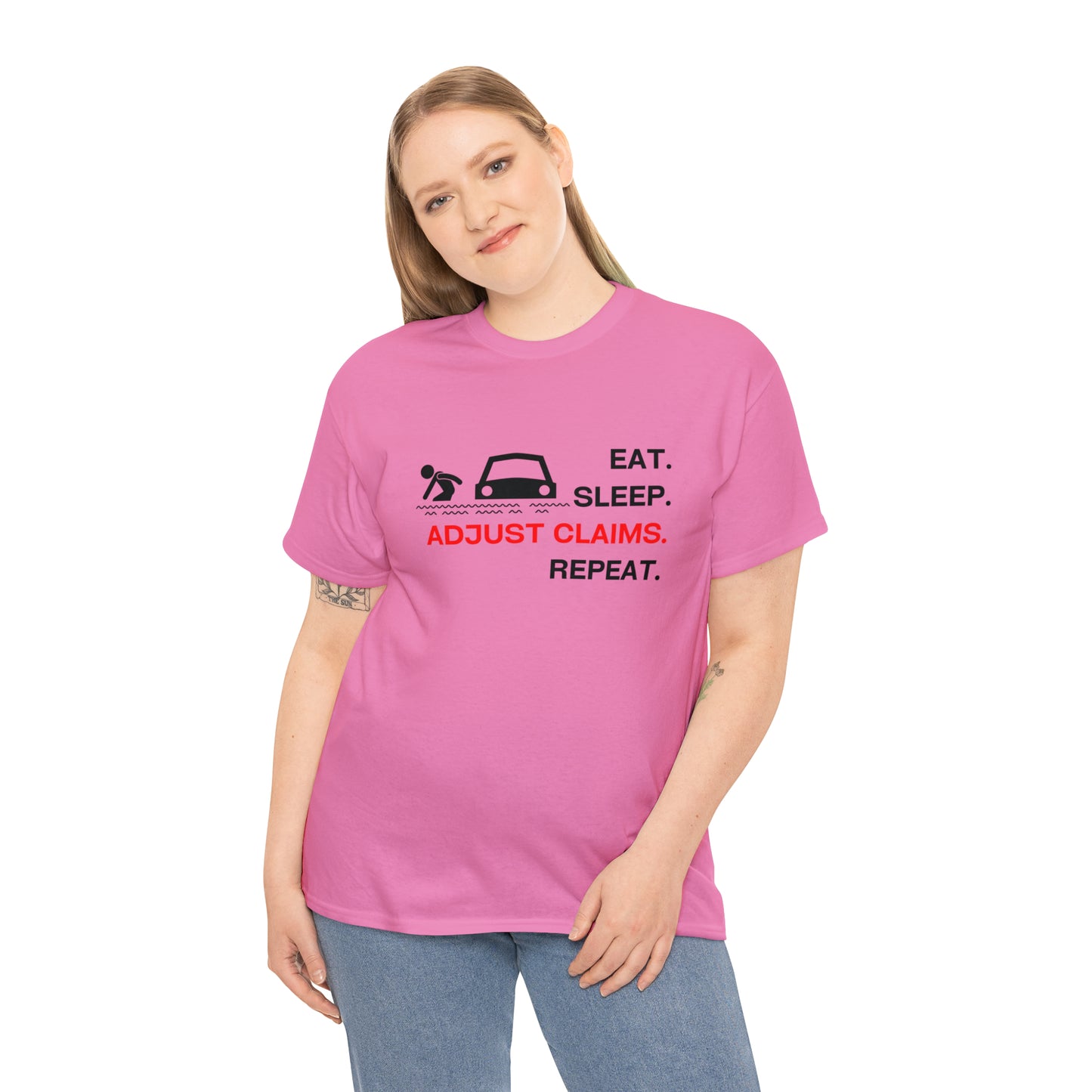 Claims Adjuster (Flooded Car / White) Unisex Heavy Cotton Tee