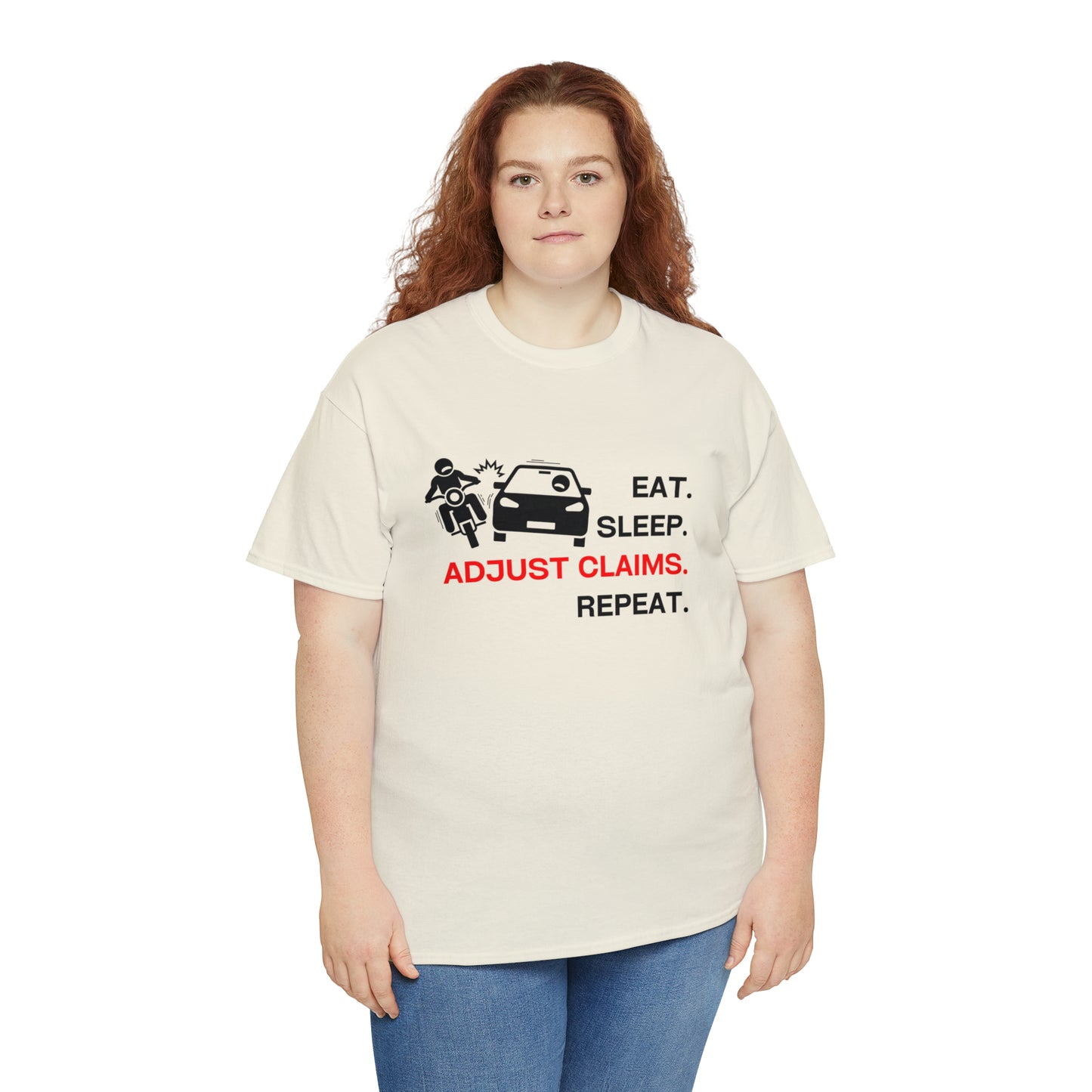 Claims Adjuster (Motorcyclist / Car / Black) Unisex Heavy Cotton Tee
