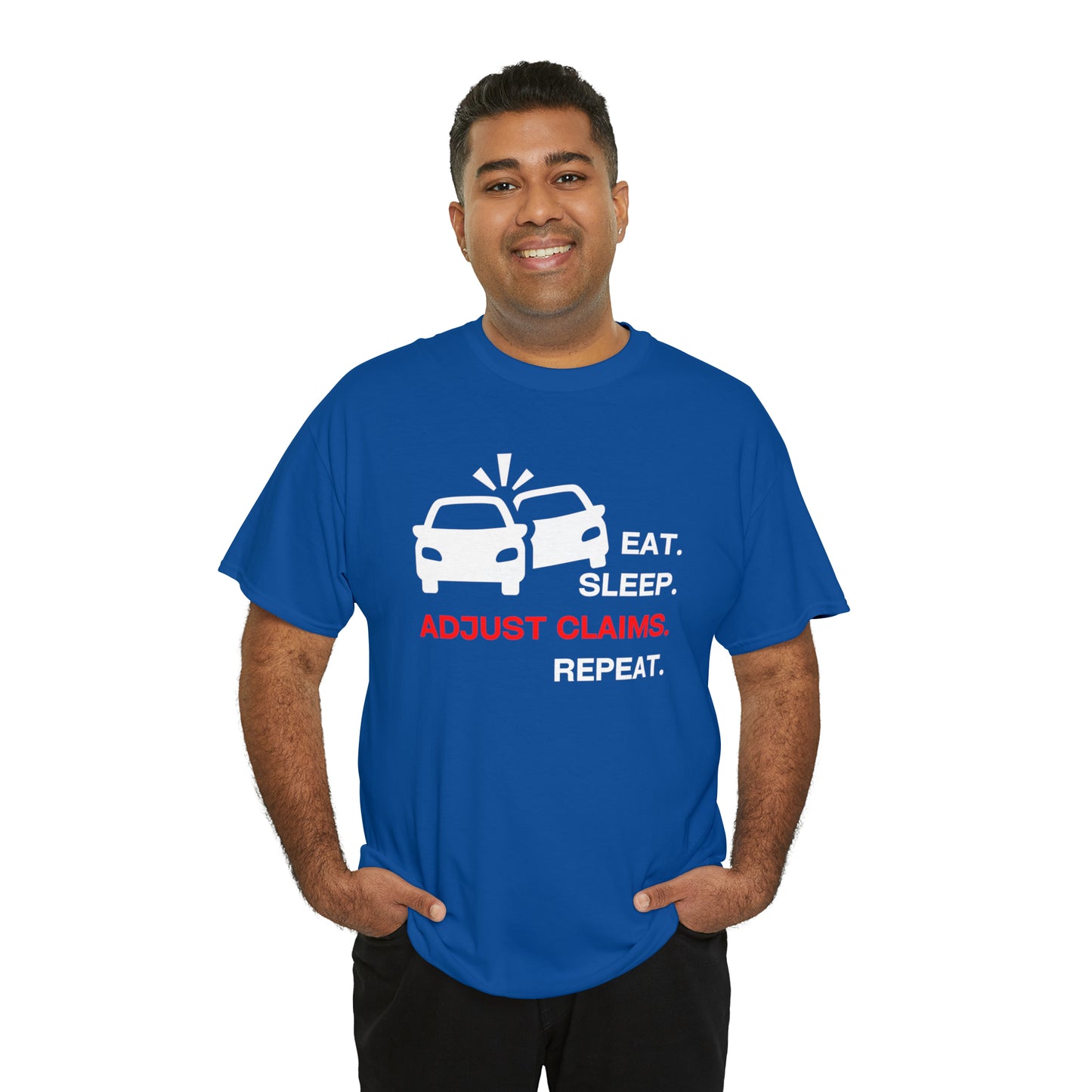 Claims Adjuster (Double Car/ White Print) Unisex Heavy Cotton Tee
