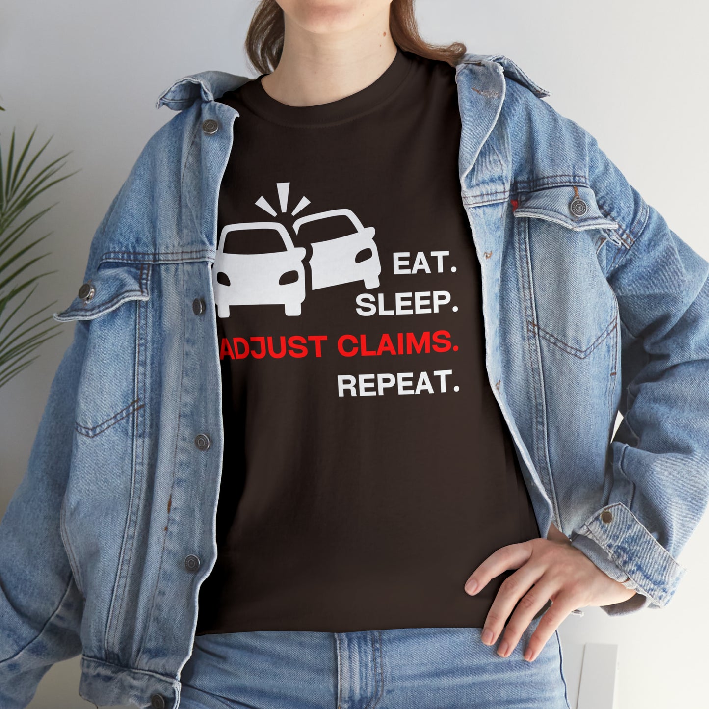 Claims Adjuster (Double Car/ White Print) Unisex Heavy Cotton Tee