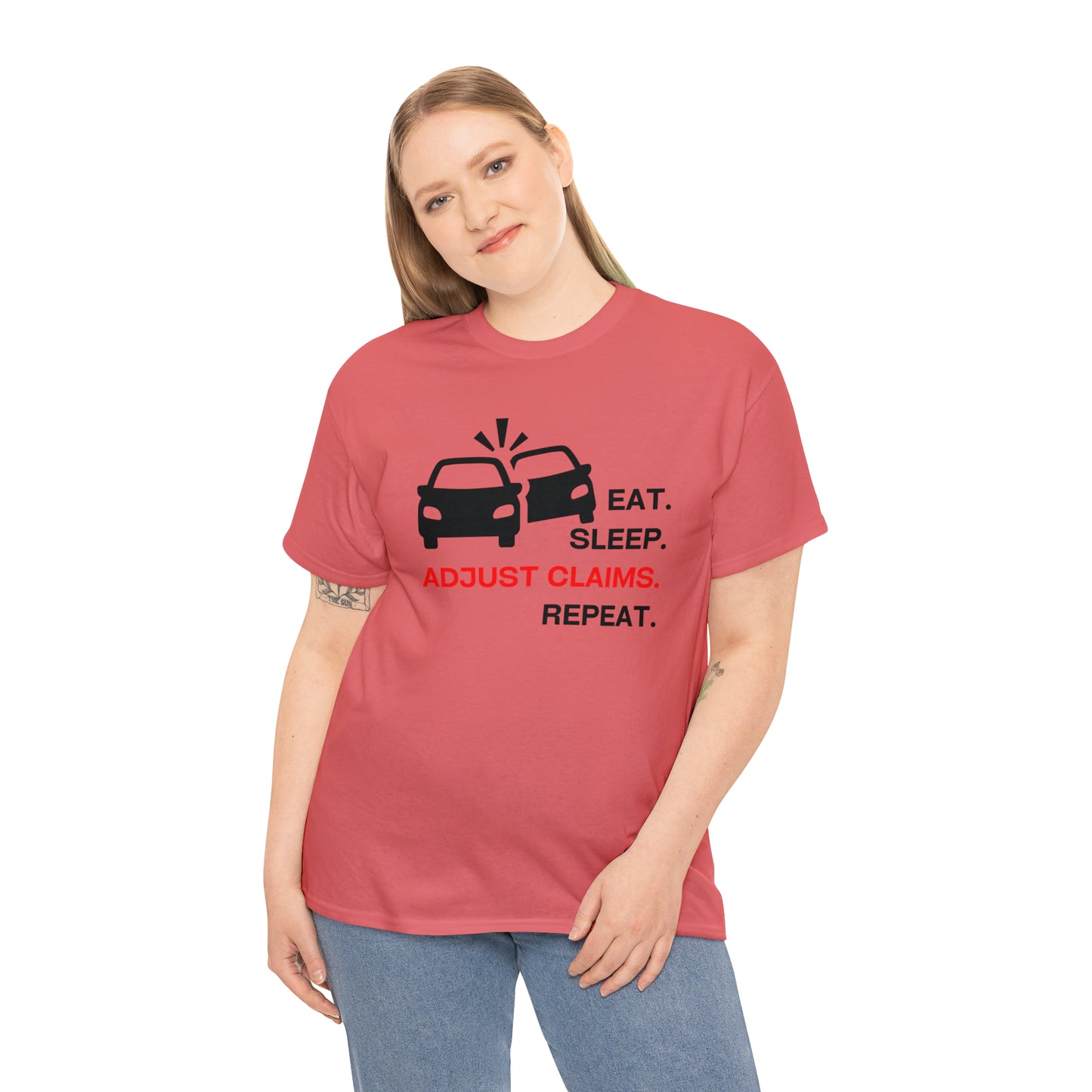 Claims Adjuster (Double Car/ Black Print) Unisex Heavy Cotton Tee