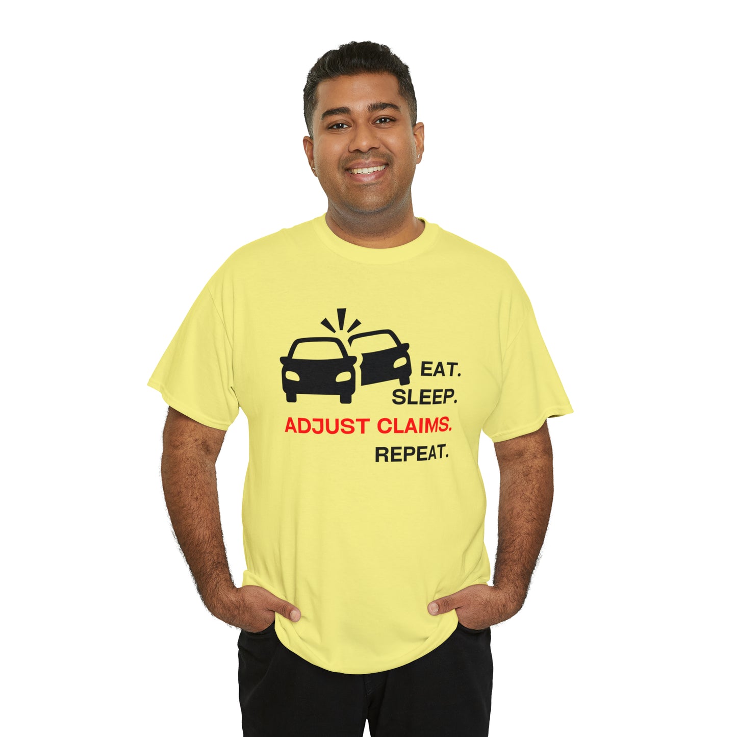 Claims Adjuster (Double Car/ Black Print) Unisex Heavy Cotton Tee