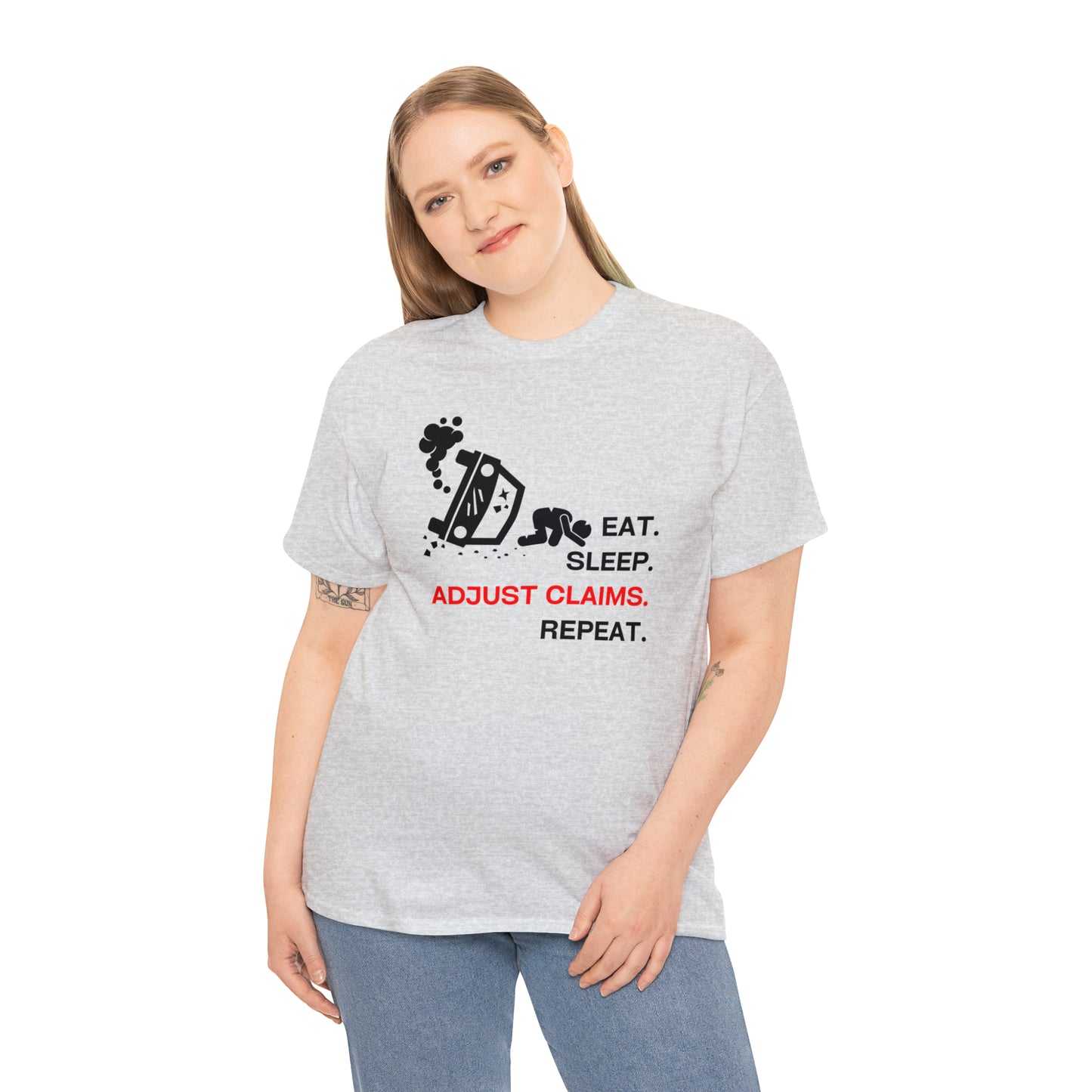 Claims Adjuster (Car Flip/Driver/Black) Unisex Heavy Cotton Tee