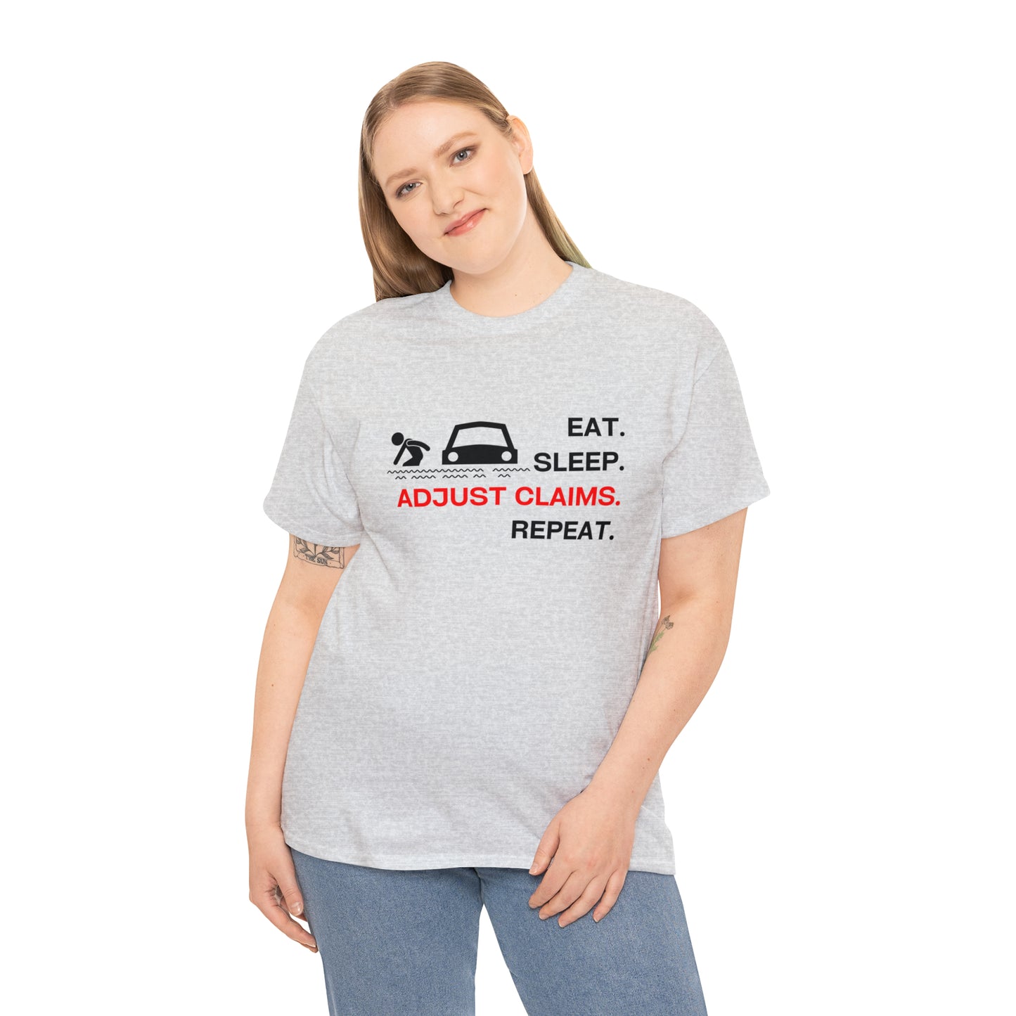 Claims Adjuster (Flooded Car / White) Unisex Heavy Cotton Tee