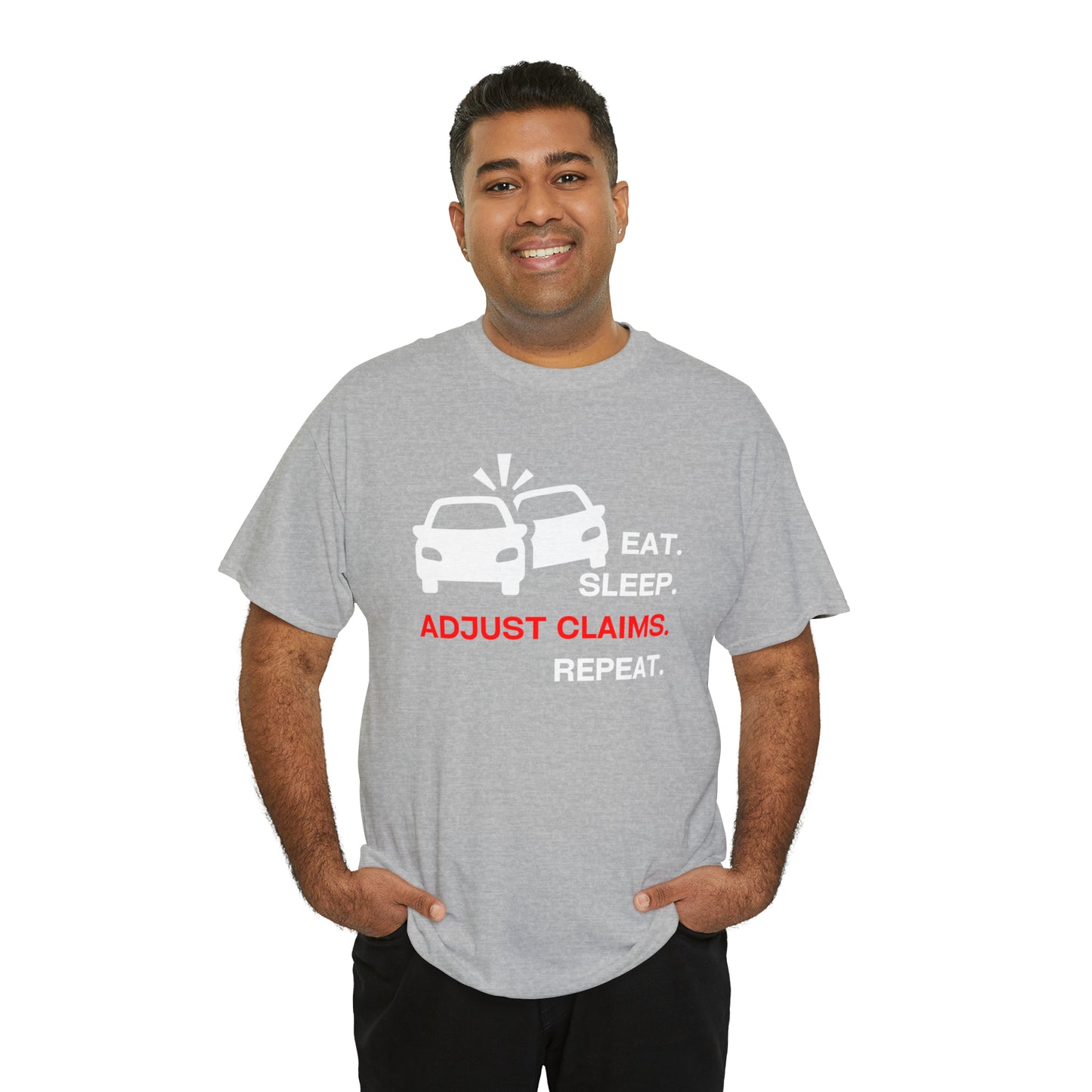 Claims Adjuster (Double Car/ White Print) Unisex Heavy Cotton Tee