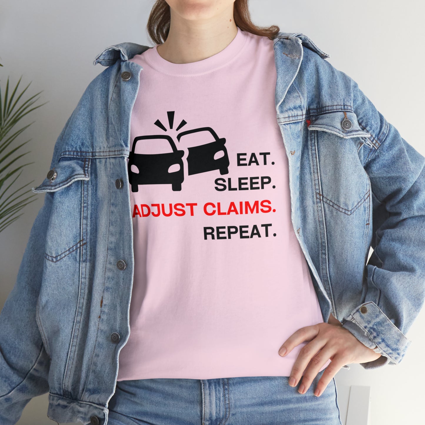 Claims Adjuster (Double Car/ Black Print) Unisex Heavy Cotton Tee
