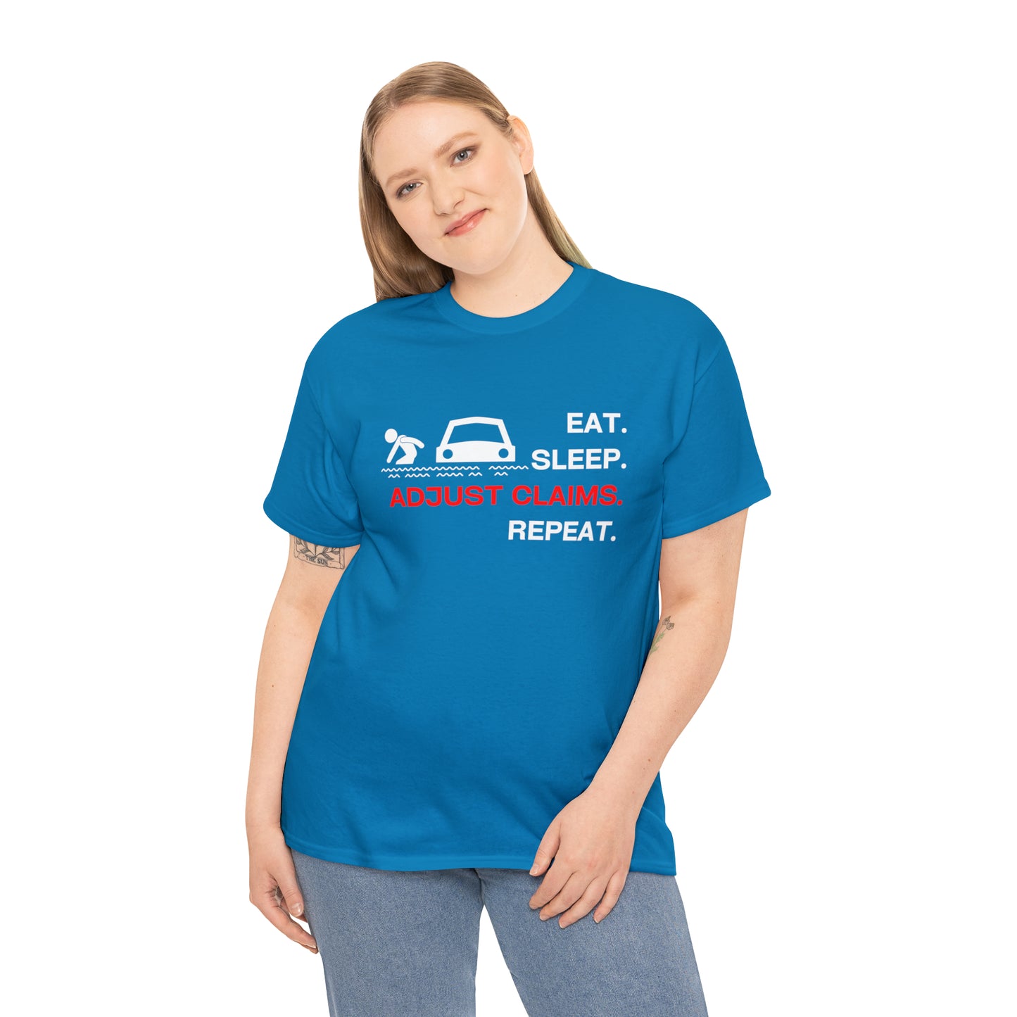 Claims Adjuster (Flooded Car / White) Unisex Heavy Cotton Tee
