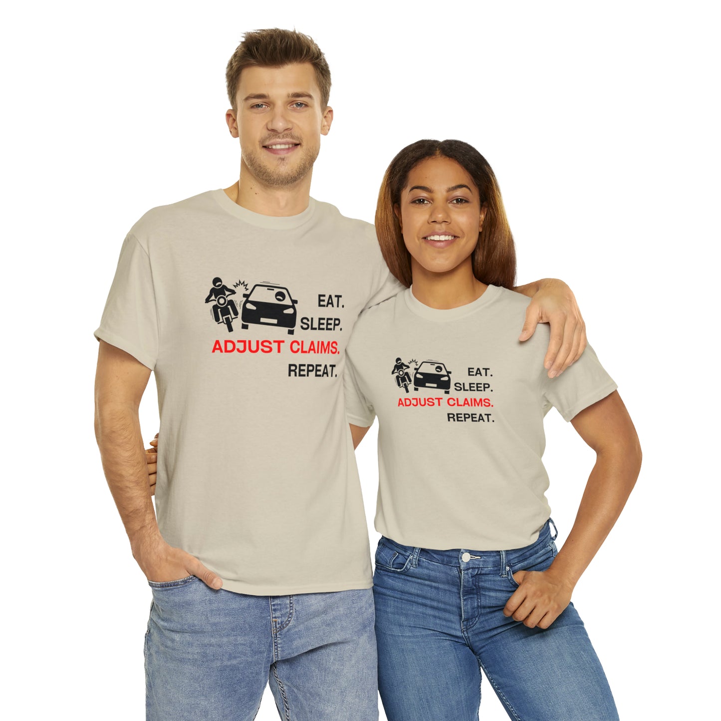 Claims Adjuster (Motorcyclist / Car / Black) Unisex Heavy Cotton Tee