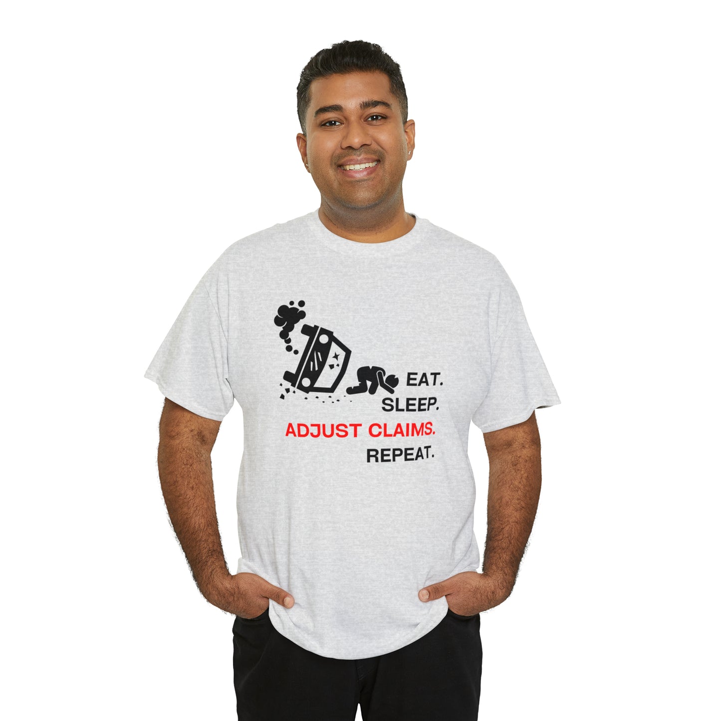 Claims Adjuster (Car Flip/Driver/Black) Unisex Heavy Cotton Tee