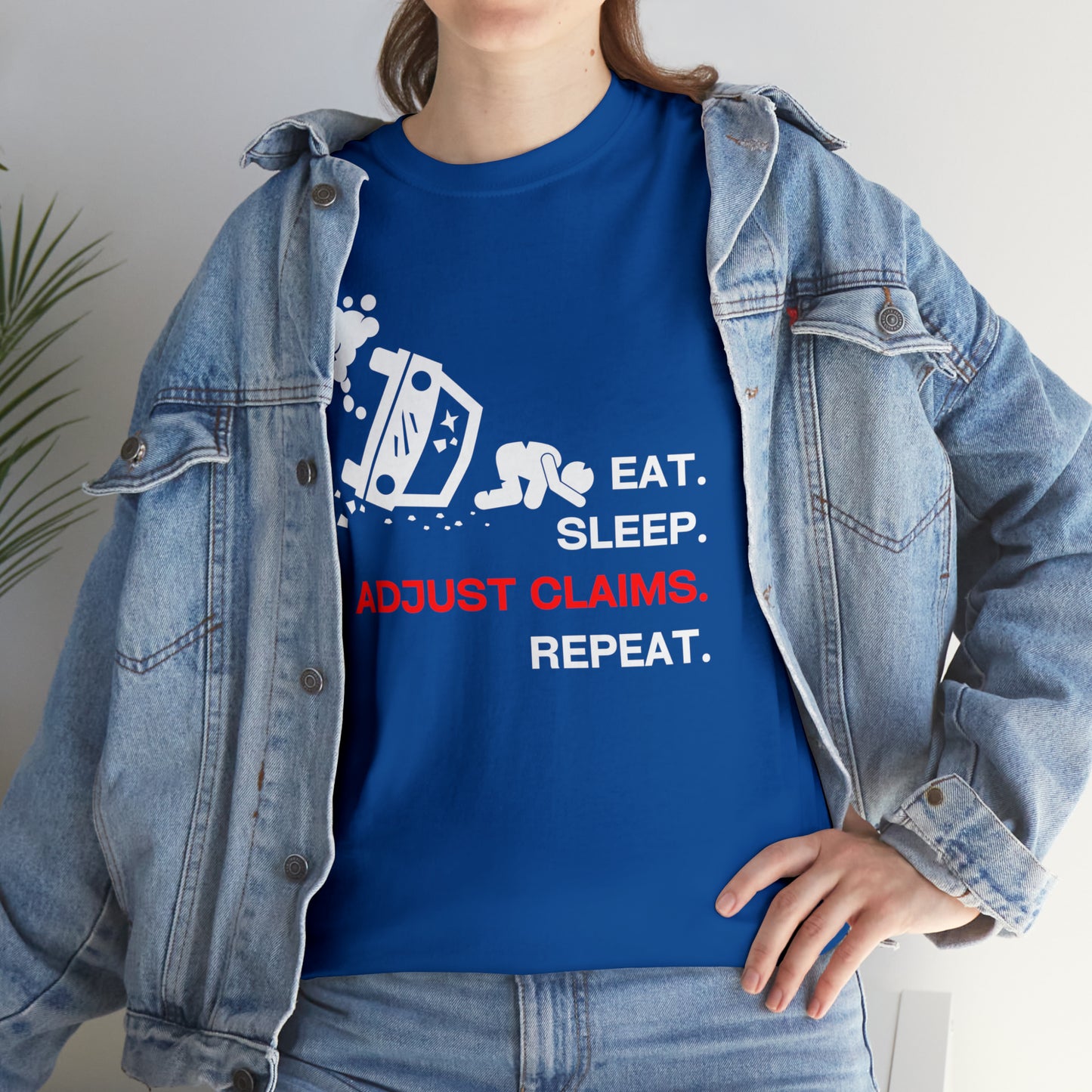 Claims Adjuster (Car Flip/Driver/White) Unisex Heavy Cotton Tee