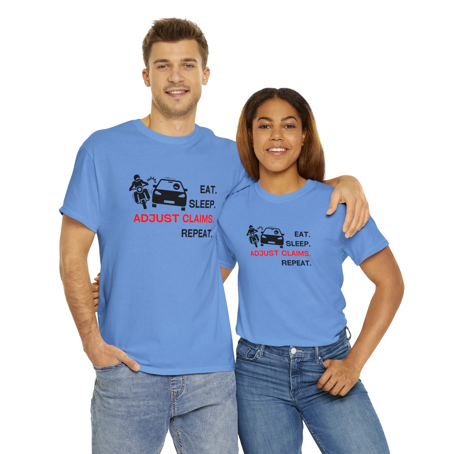 Claims Adjuster (Motorcyclist / Car / Black) Unisex Heavy Cotton Tee