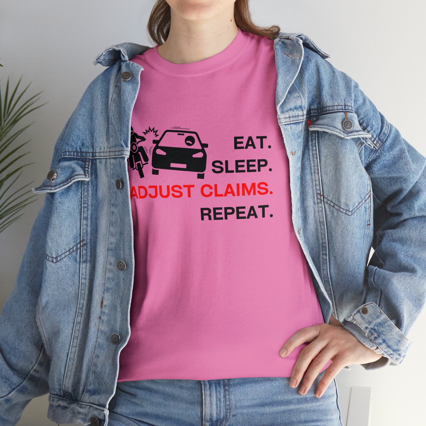 Claims Adjuster (Motorcyclist / Car / Black) Unisex Heavy Cotton Tee