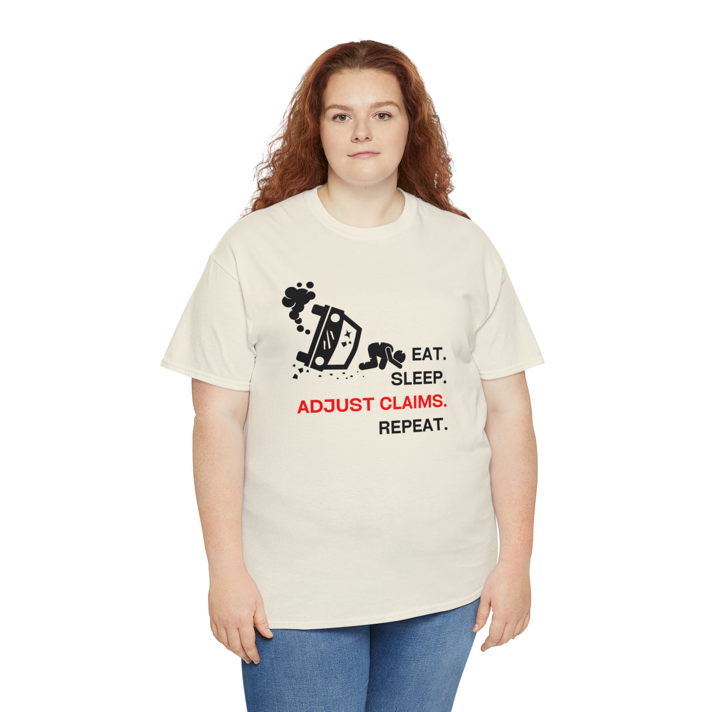 Claims Adjuster (Car Flip/Driver/Black) Unisex Heavy Cotton Tee