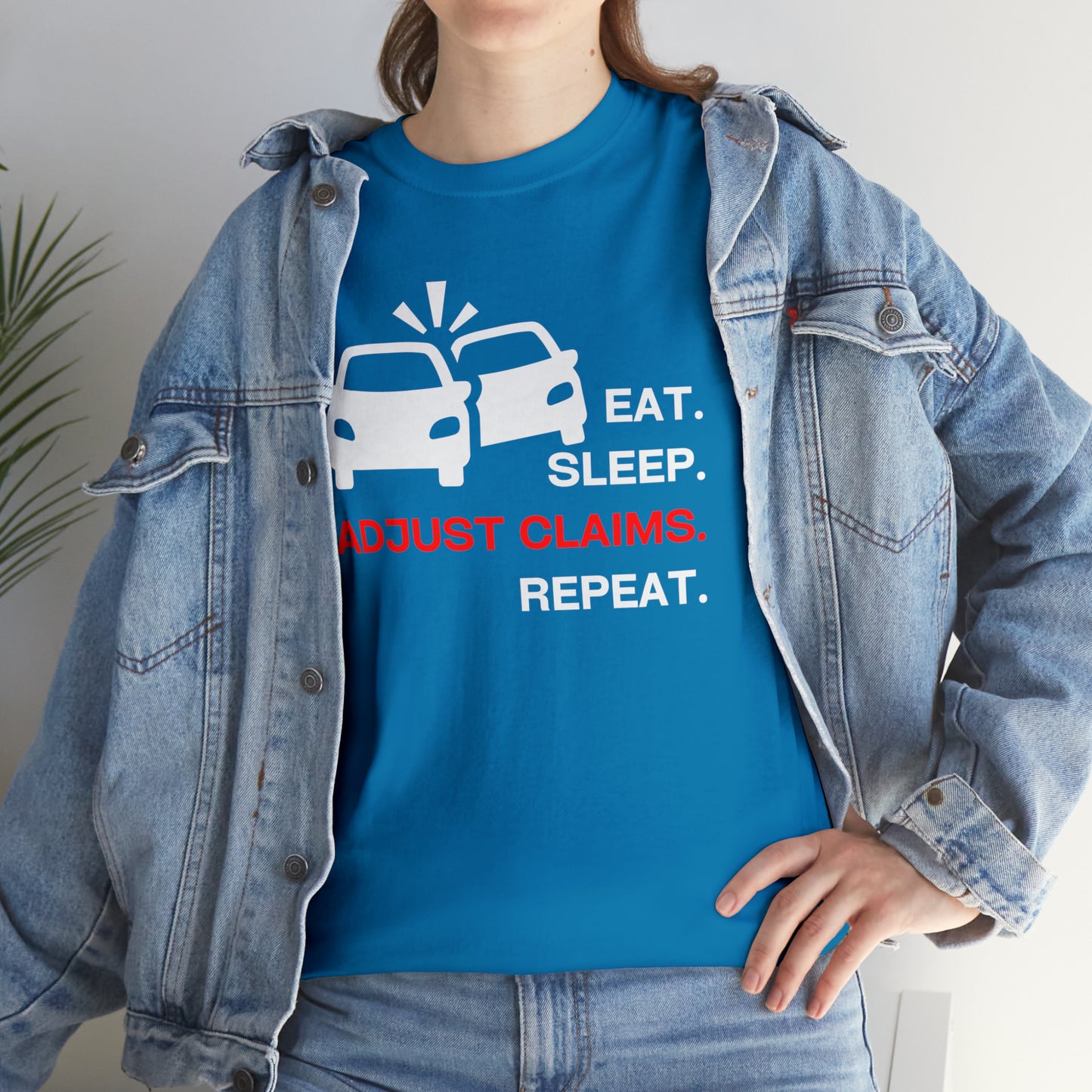 Claims Adjuster (Double Car/ White Print) Unisex Heavy Cotton Tee
