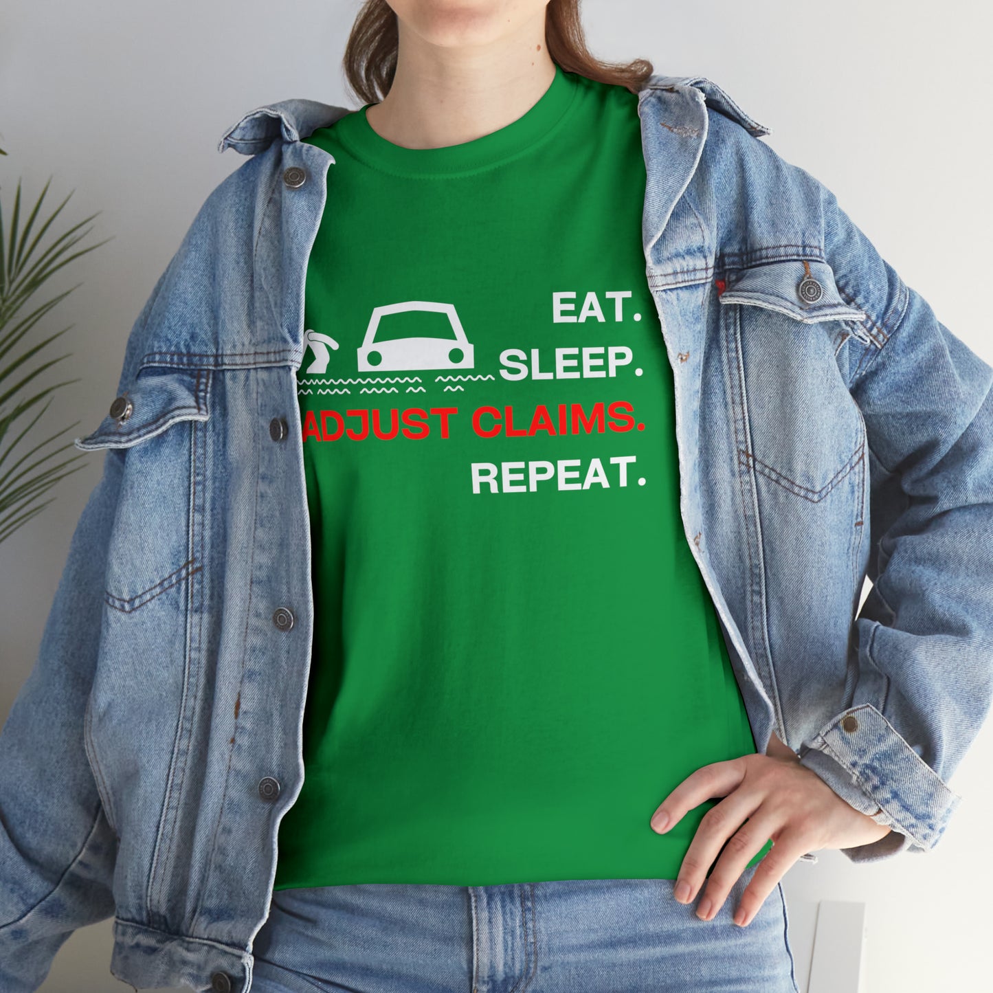 Claims Adjuster (Flooded Car / White) Unisex Heavy Cotton Tee