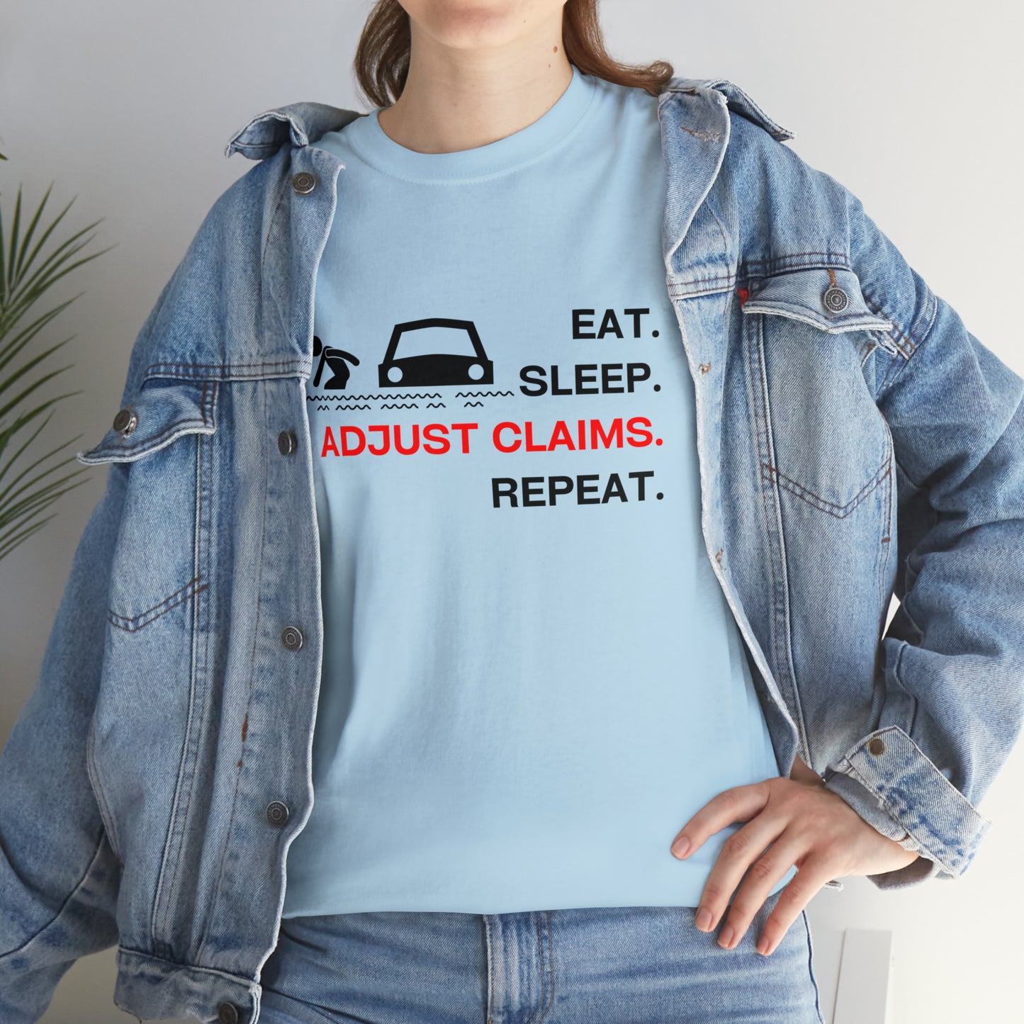 Claims Adjuster (Flooded Car / White) Unisex Heavy Cotton Tee