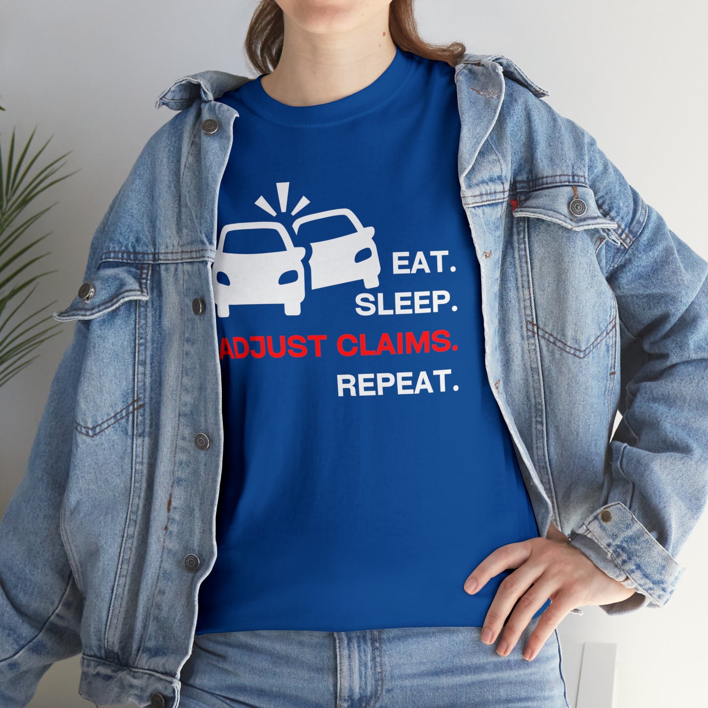 Claims Adjuster (Double Car/ White Print) Unisex Heavy Cotton Tee