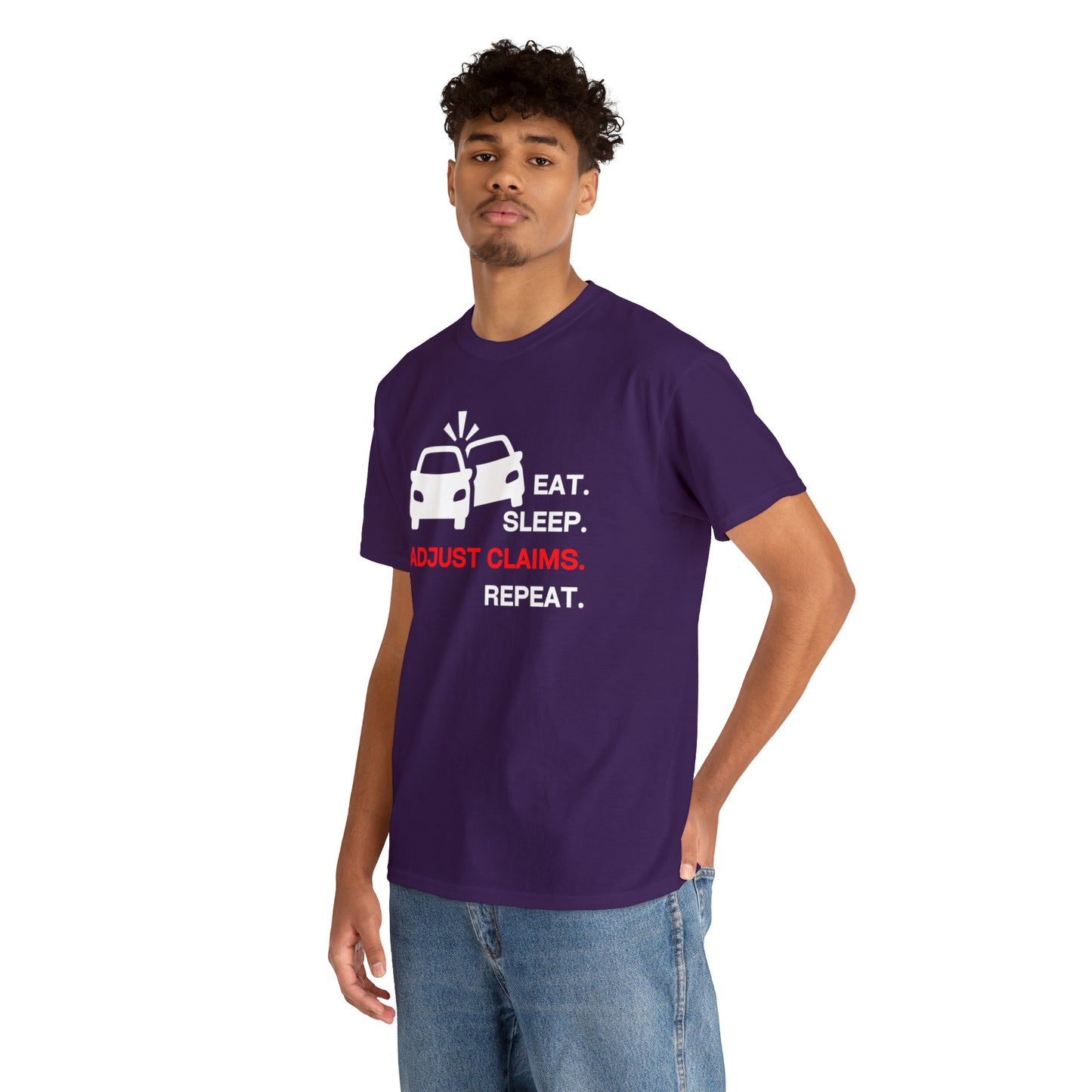 Claims Adjuster (Double Car/ White Print) Unisex Heavy Cotton Tee