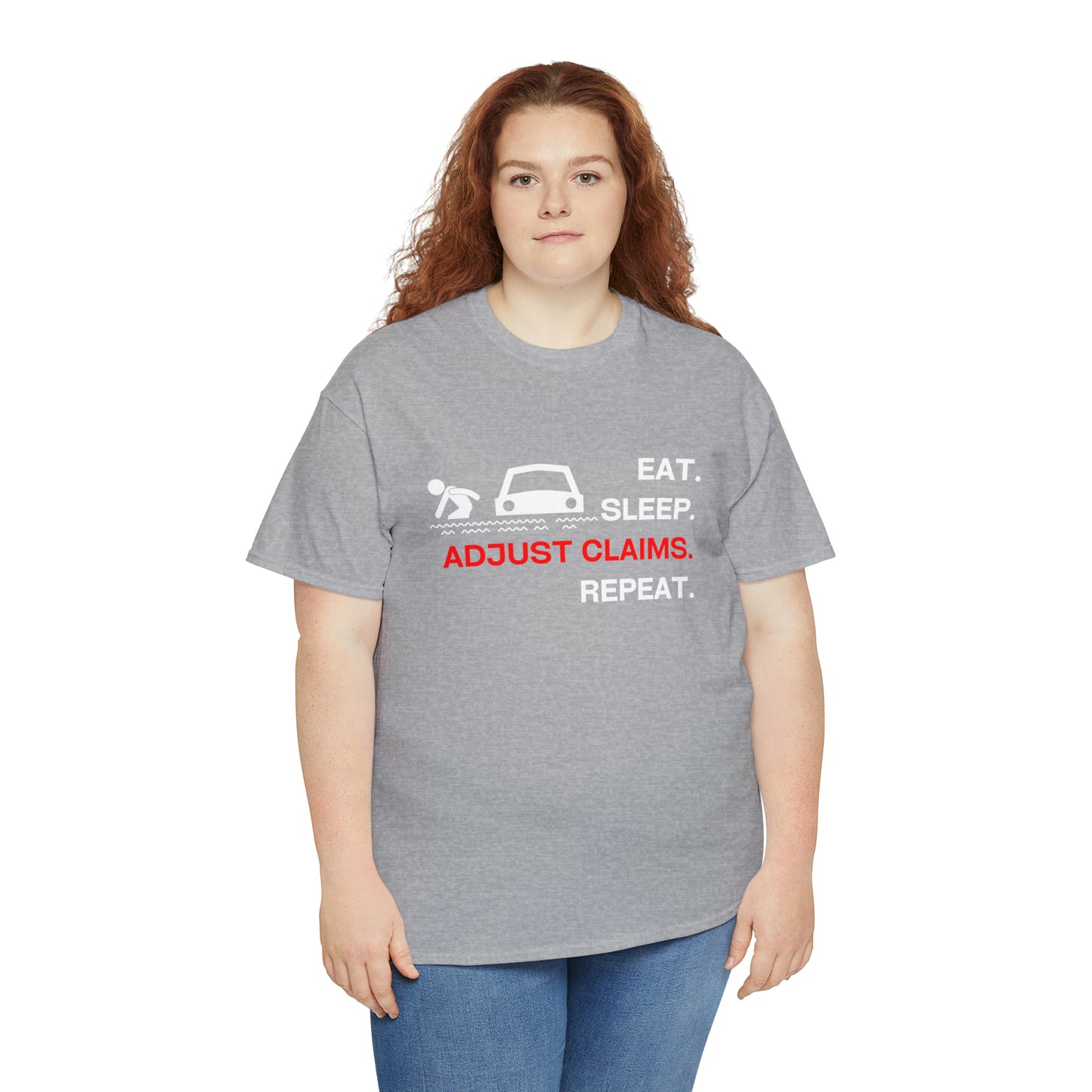 Claims Adjuster (Flooded Car / White) Unisex Heavy Cotton Tee