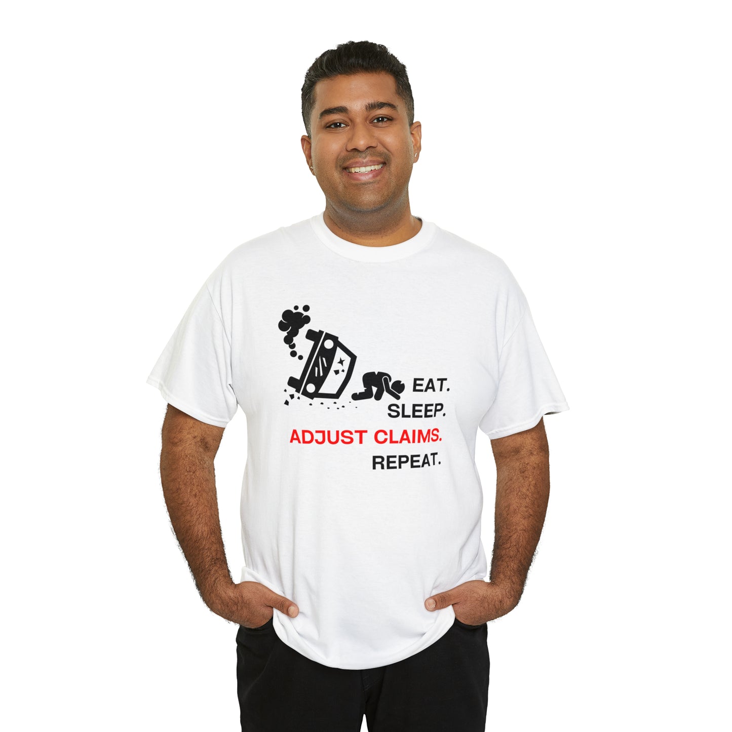 Claims Adjuster (Car Flip/Driver/Black) Unisex Heavy Cotton Tee