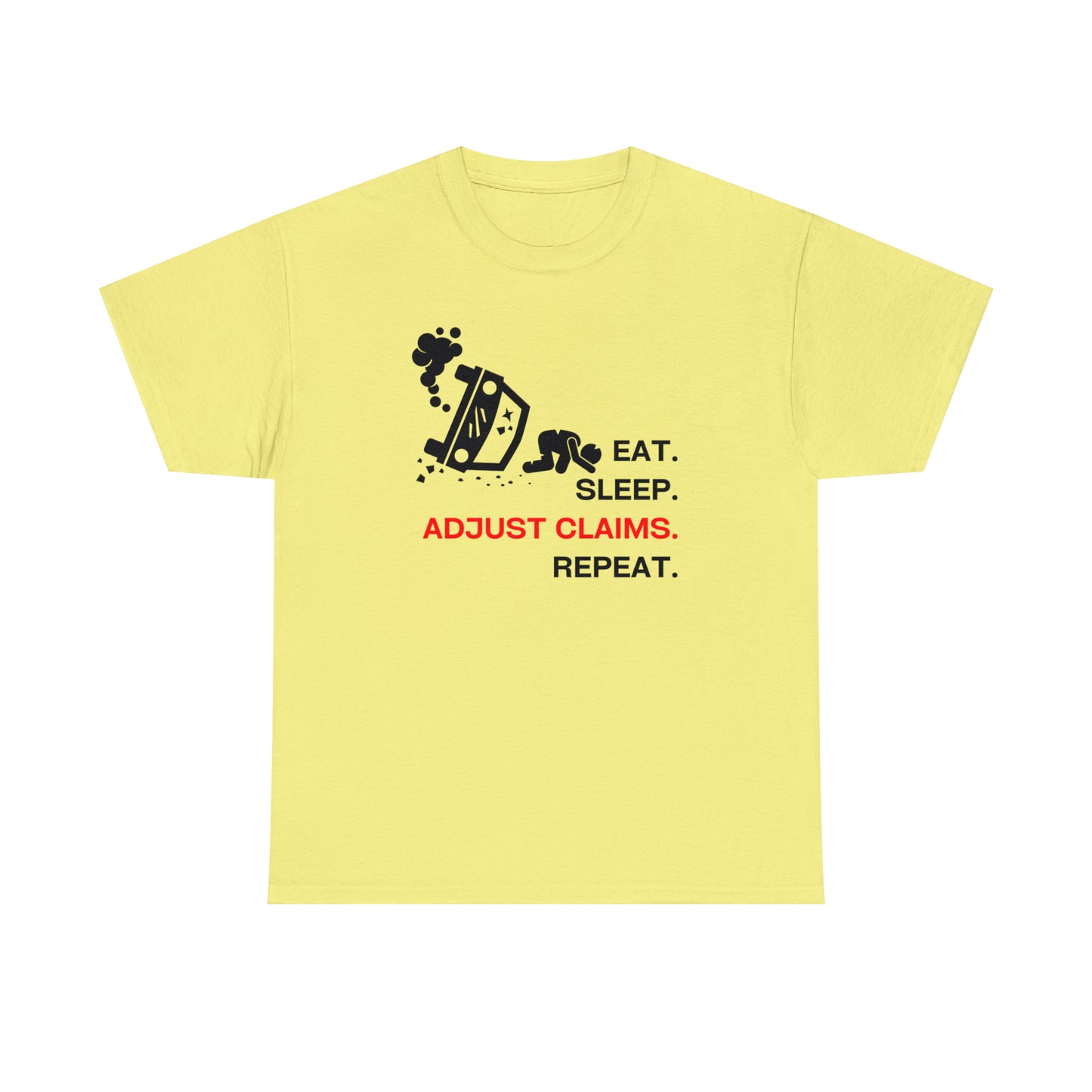 Claims Adjuster (Car Flip/Driver/Black) Unisex Heavy Cotton Tee