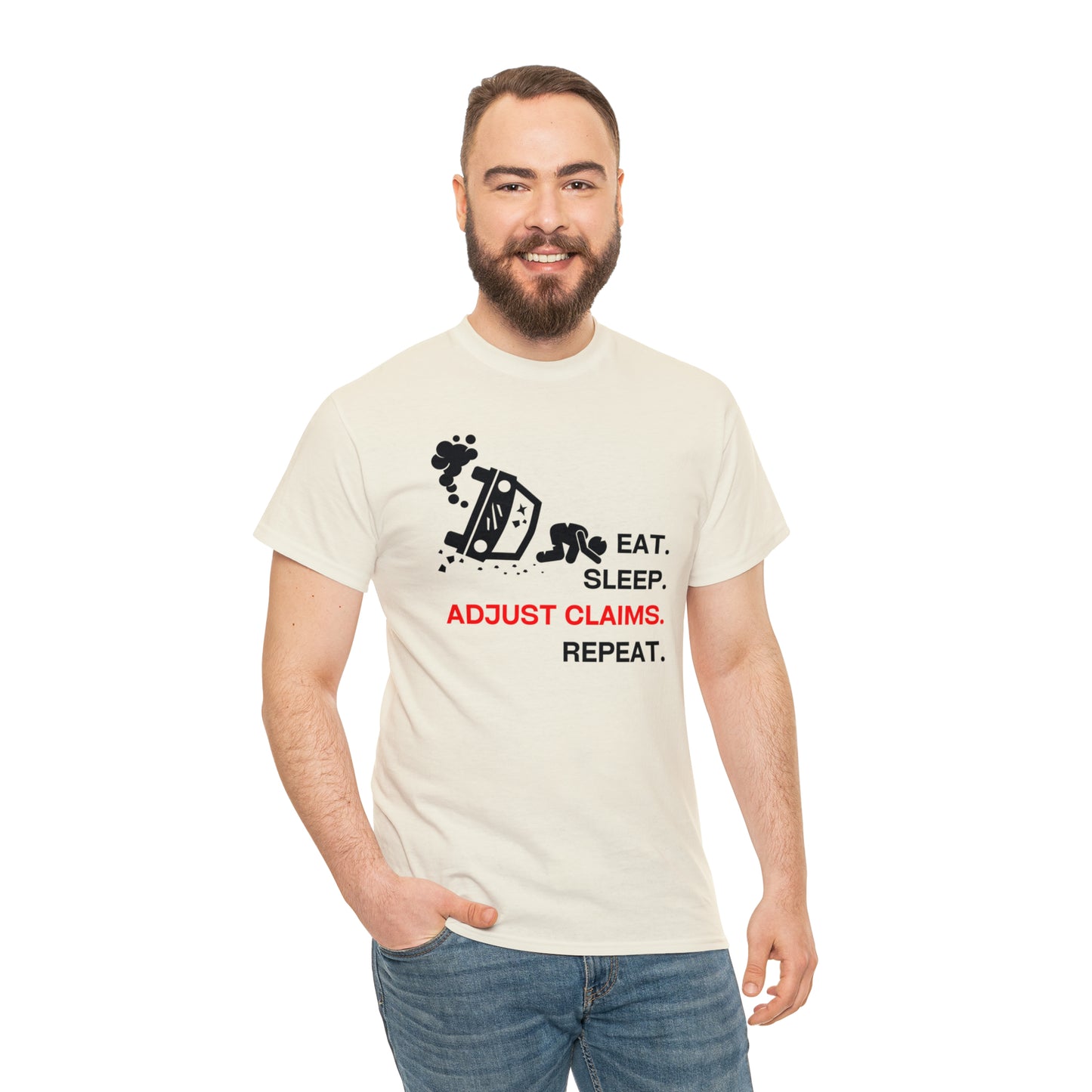 Claims Adjuster (Car Flip/Driver/Black) Unisex Heavy Cotton Tee