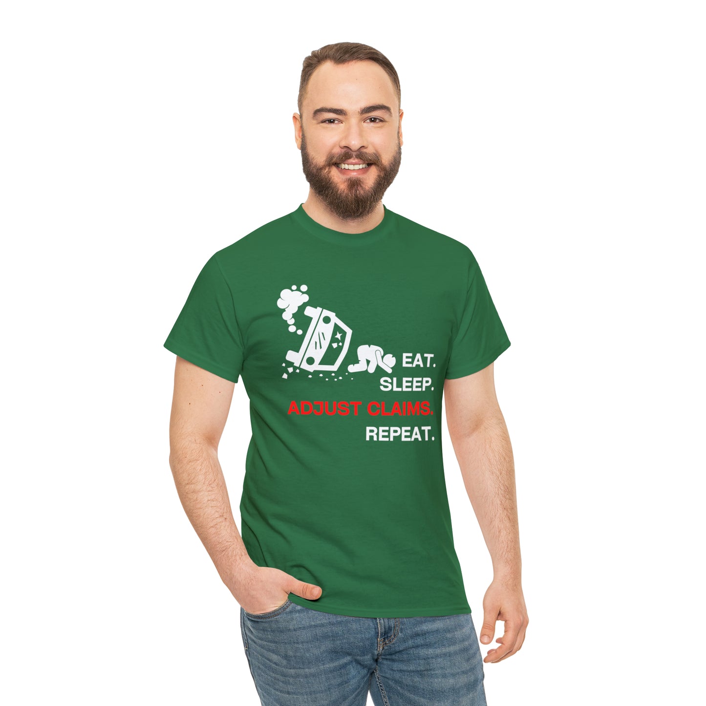Claims Adjuster (Car Flip/Driver/White) Unisex Heavy Cotton Tee