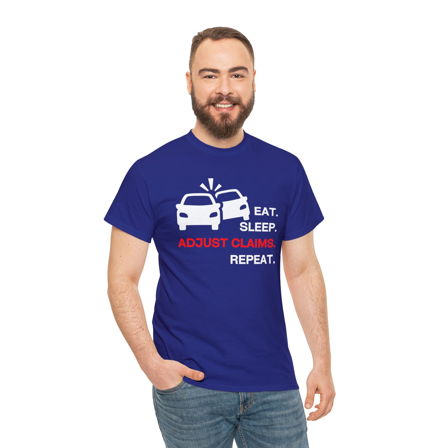 Claims Adjuster (Double Car/ White Print) Unisex Heavy Cotton Tee