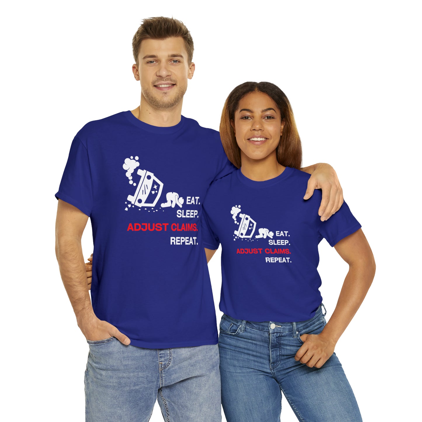 Claims Adjuster (Car Flip/Driver/White) Unisex Heavy Cotton Tee