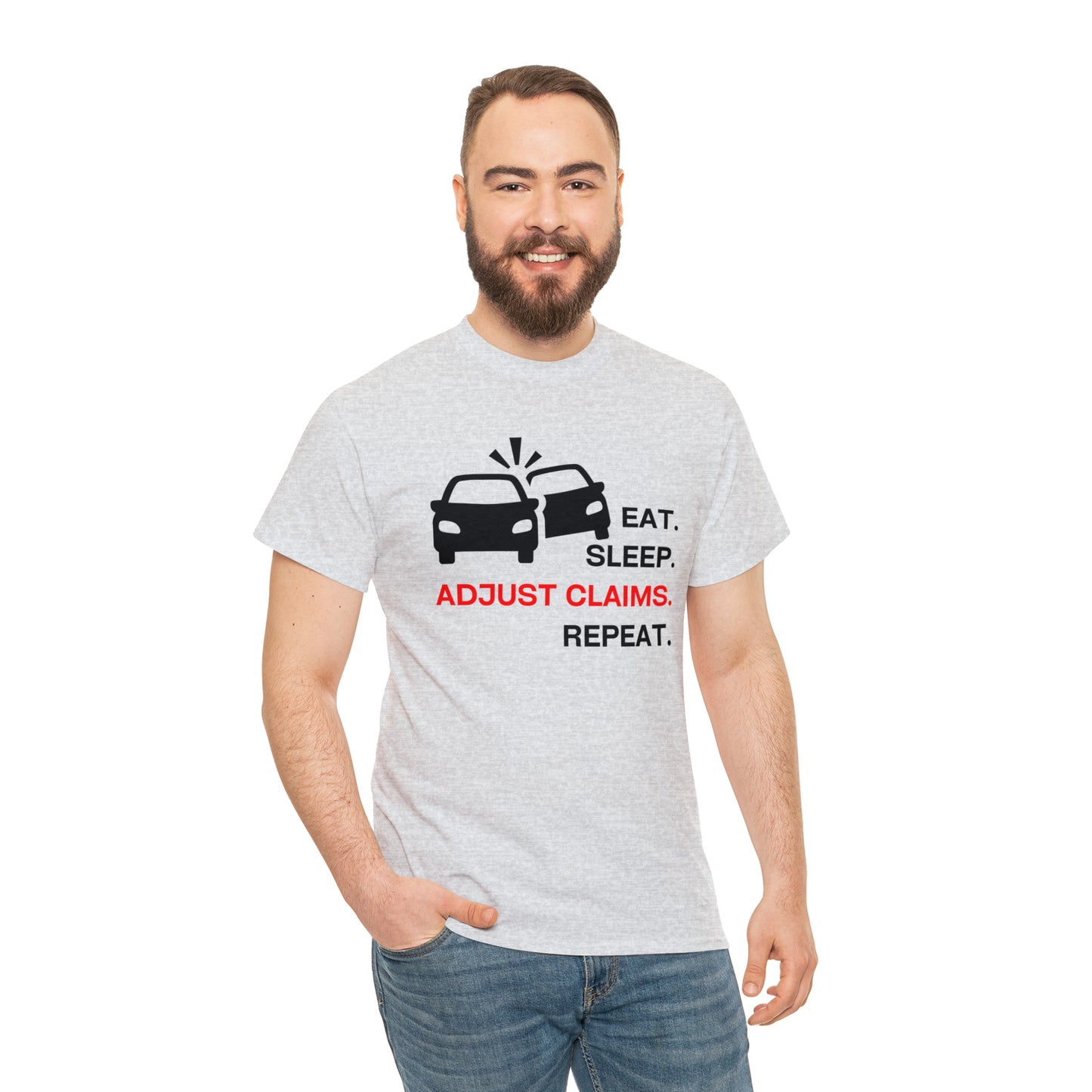 Claims Adjuster (Double Car/ Black Print) Unisex Heavy Cotton Tee