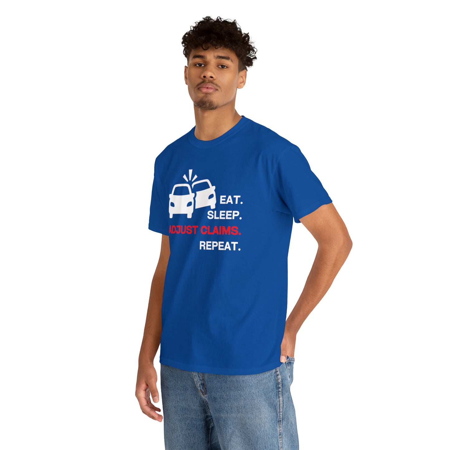 Claims Adjuster (Double Car/ White Print) Unisex Heavy Cotton Tee