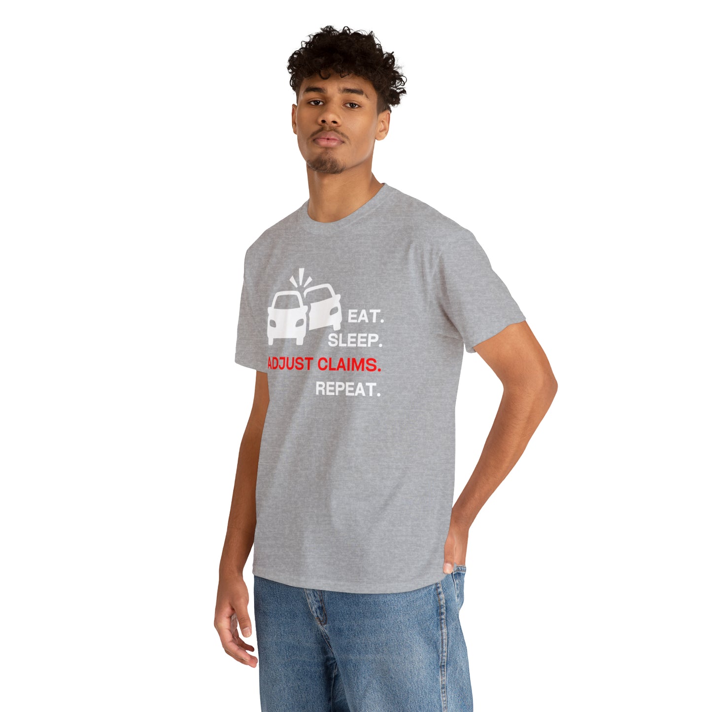 Claims Adjuster (Double Car/ White Print) Unisex Heavy Cotton Tee