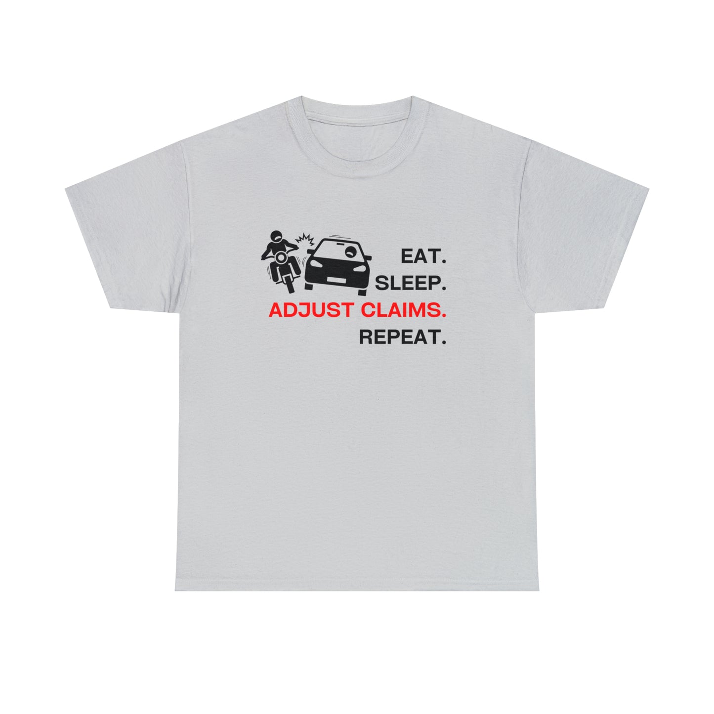 Claims Adjuster (Motorcyclist / Car / Black) Unisex Heavy Cotton Tee