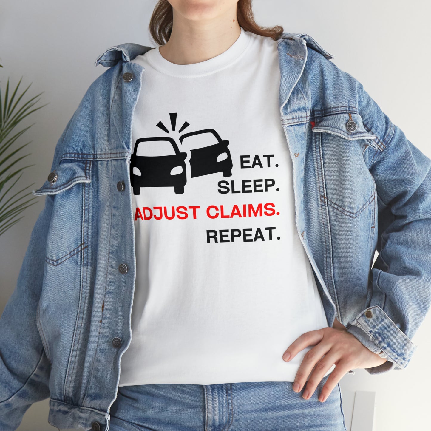Claims Adjuster (Double Car/ Black Print) Unisex Heavy Cotton Tee