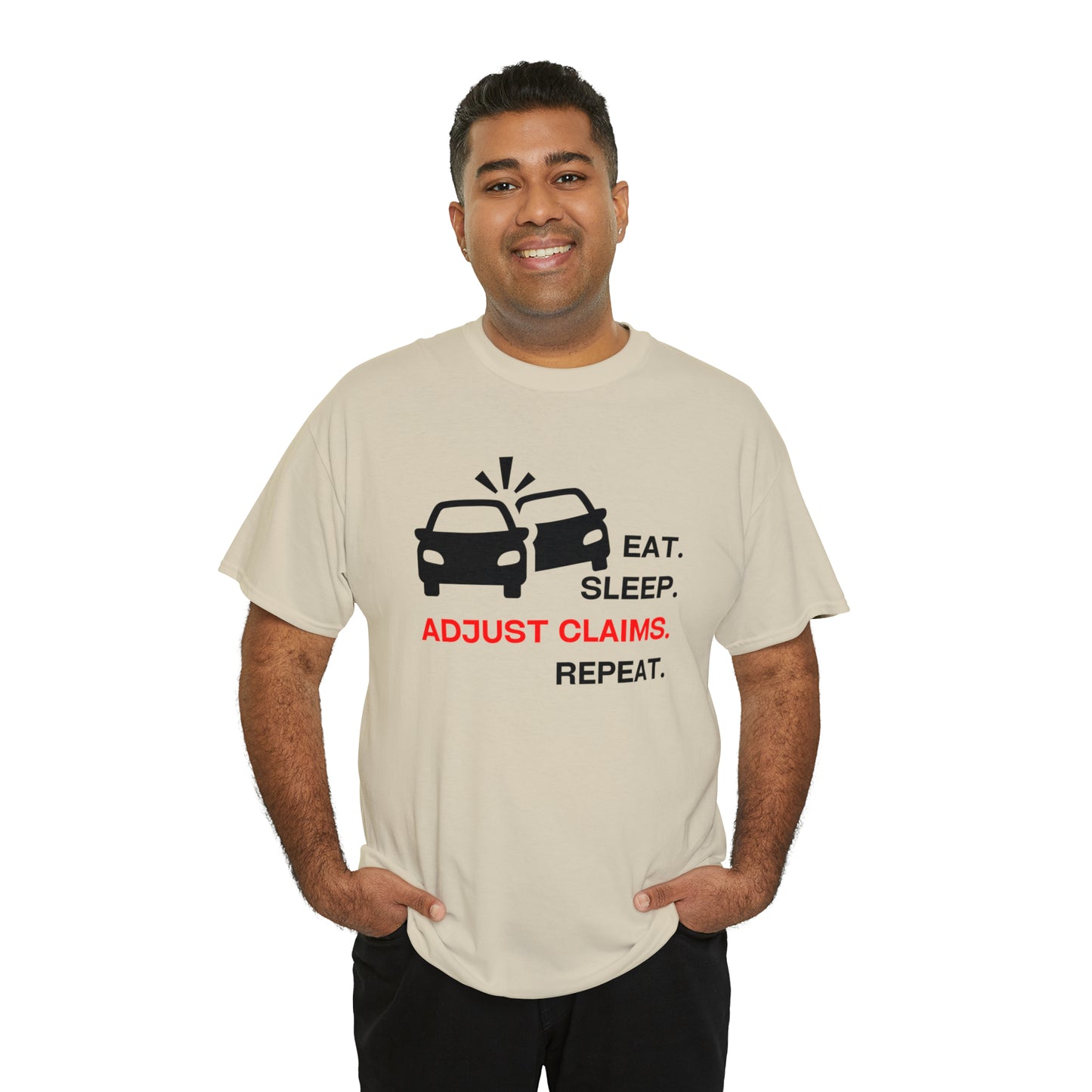 Claims Adjuster (Double Car/ Black Print) Unisex Heavy Cotton Tee