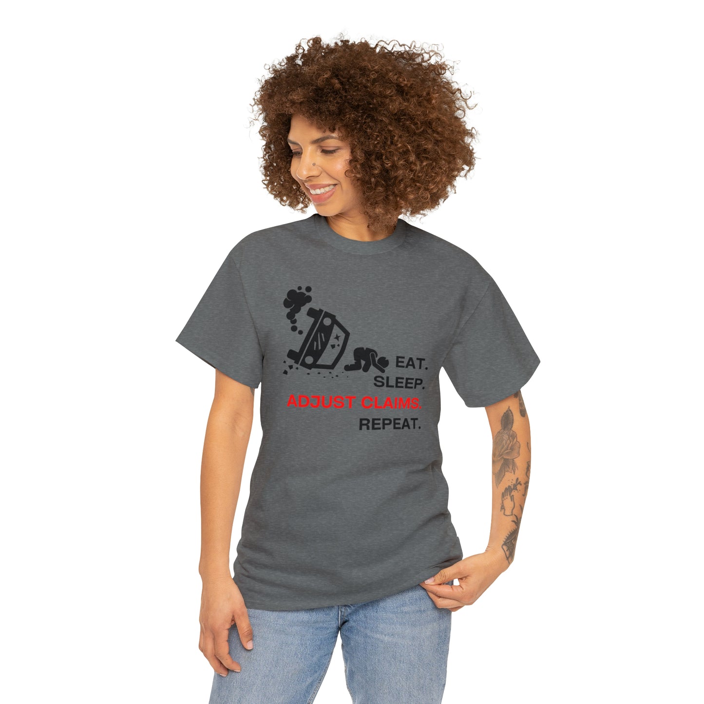 Claims Adjuster (Car Flip/Driver/Black) Unisex Heavy Cotton Tee