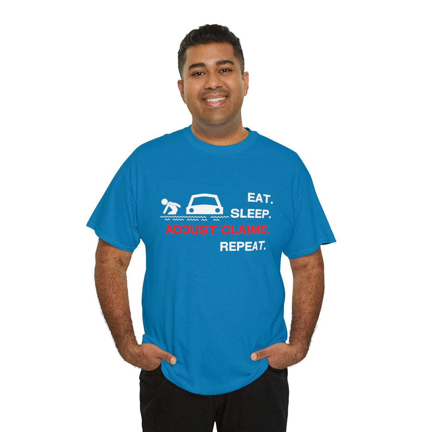 Claims Adjuster (Flooded Car / White) Unisex Heavy Cotton Tee