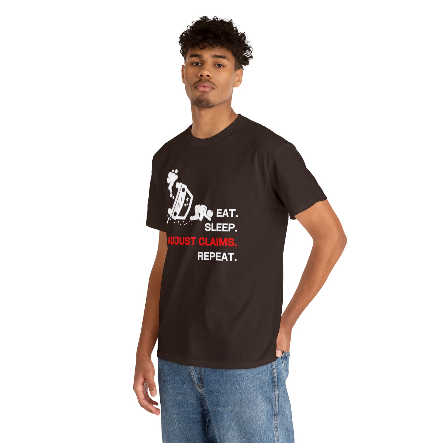 Claims Adjuster (Car Flip/Driver/White) Unisex Heavy Cotton Tee