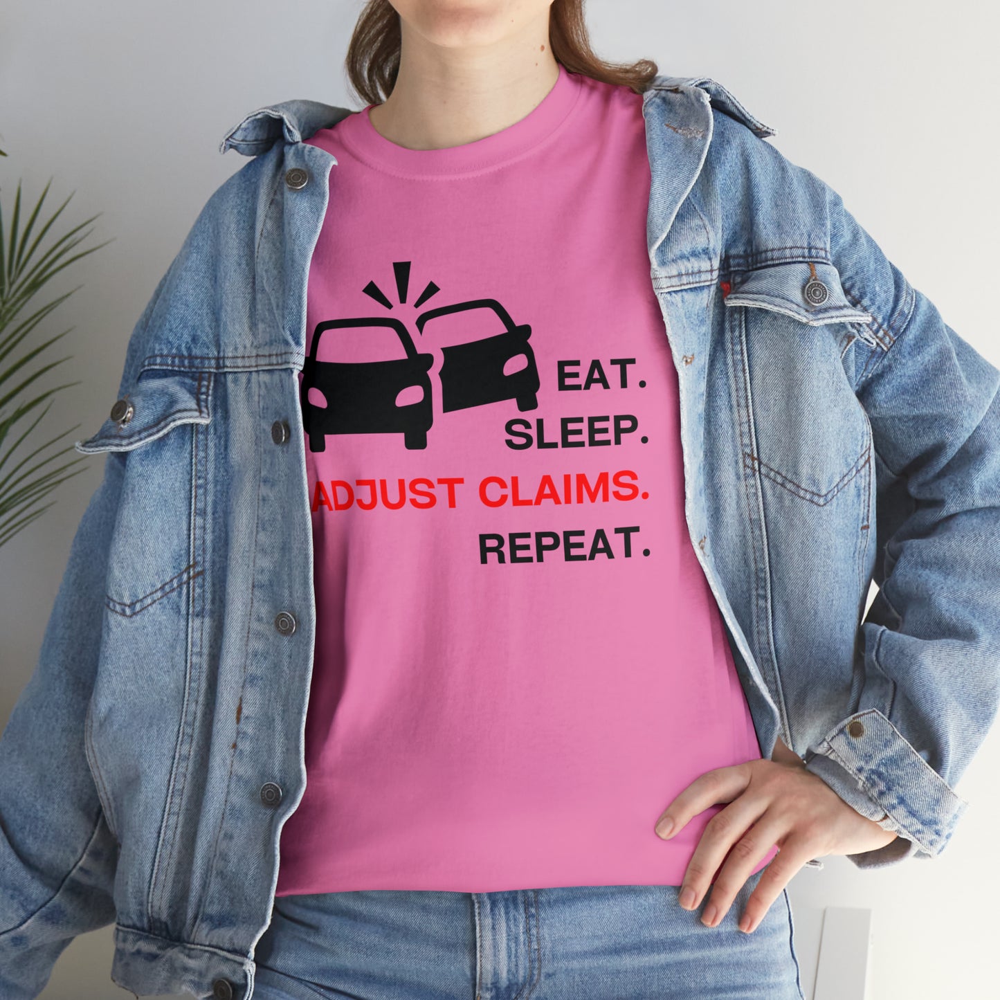 Claims Adjuster (Double Car/ Black Print) Unisex Heavy Cotton Tee