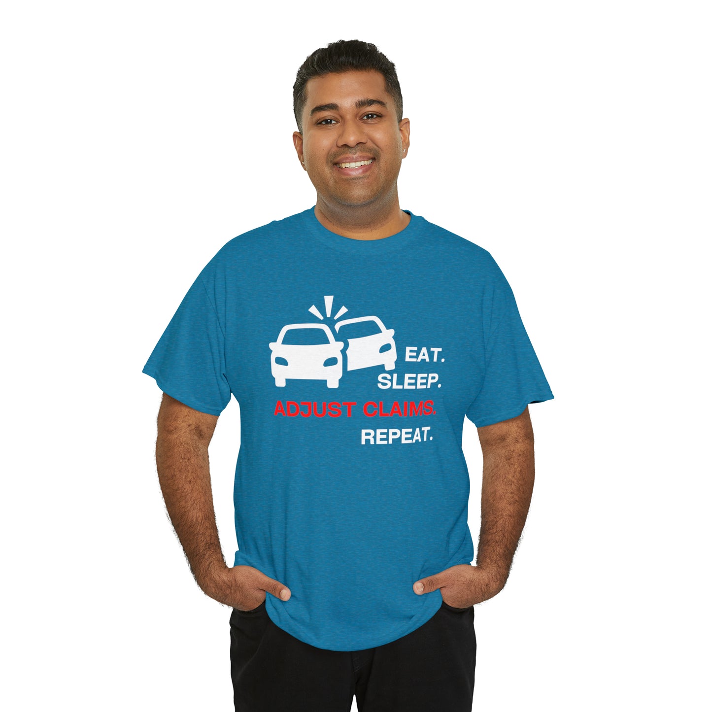 Claims Adjuster (Double Car/ White Print) Unisex Heavy Cotton Tee