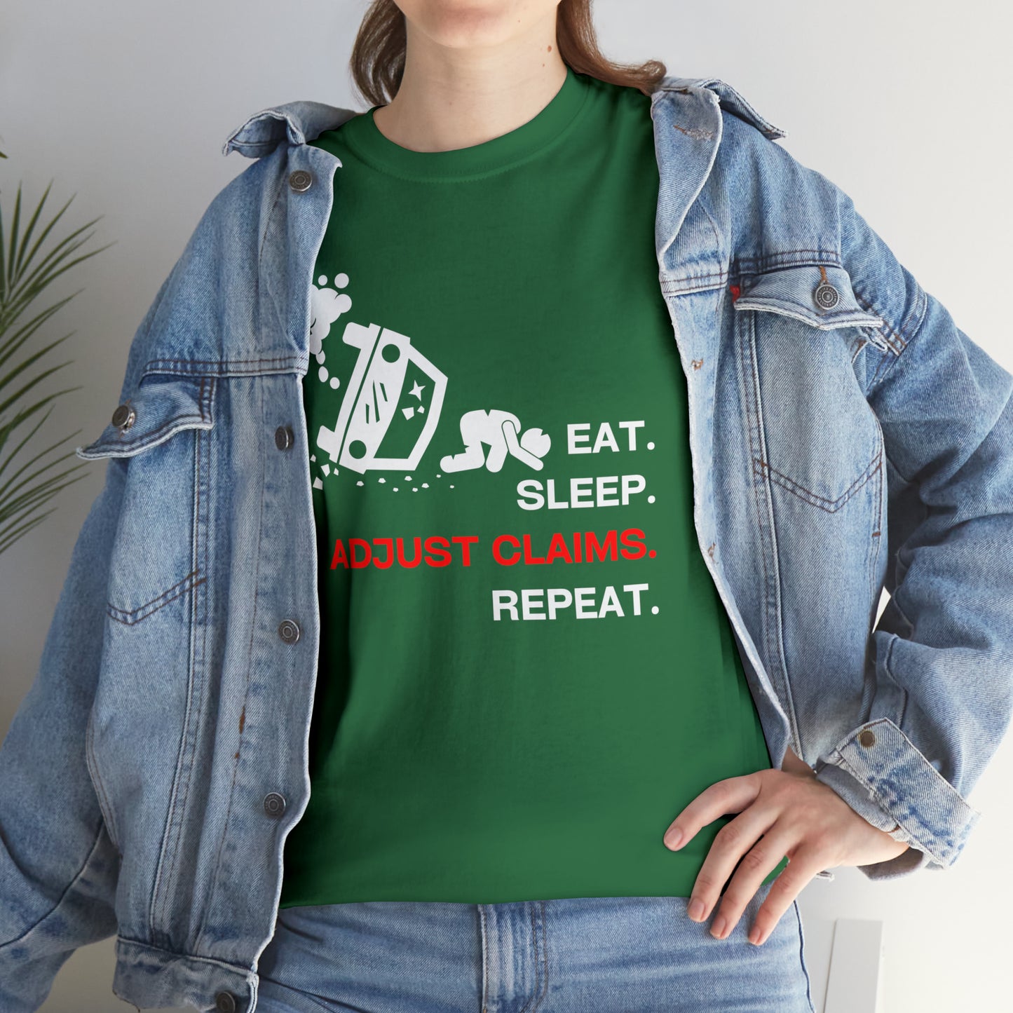 Claims Adjuster (Car Flip/Driver/White) Unisex Heavy Cotton Tee