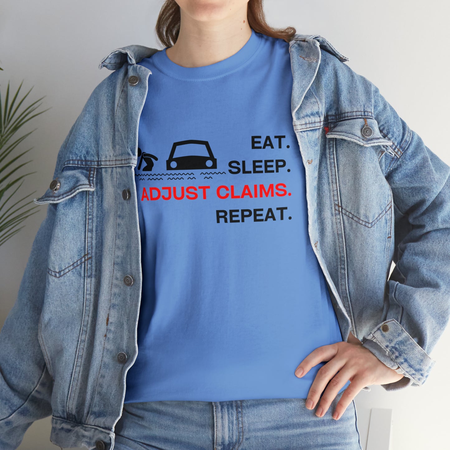 Claims Adjuster (Flooded Car / White) Unisex Heavy Cotton Tee
