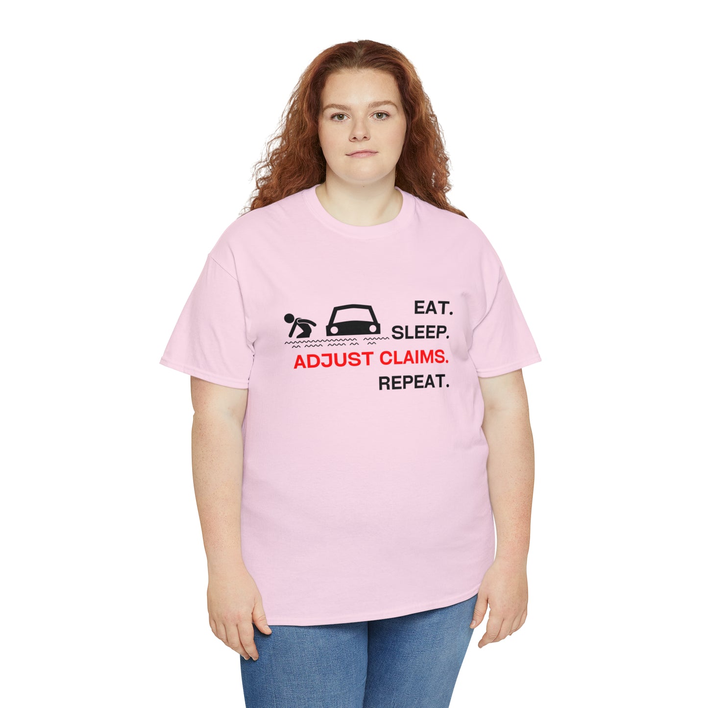 Claims Adjuster (Flooded Car / White) Unisex Heavy Cotton Tee