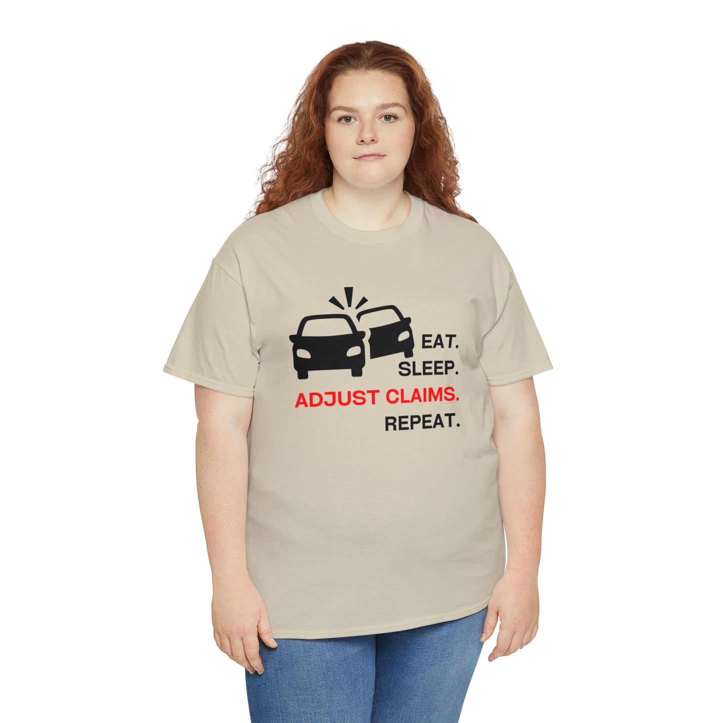 Claims Adjuster (Double Car/ Black Print) Unisex Heavy Cotton Tee