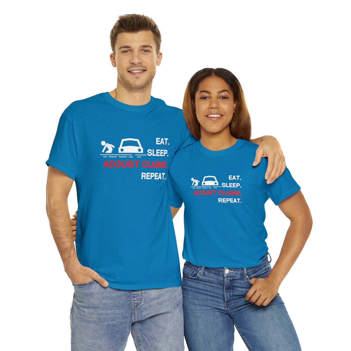 Claims Adjuster (Flooded Car / White) Unisex Heavy Cotton Tee