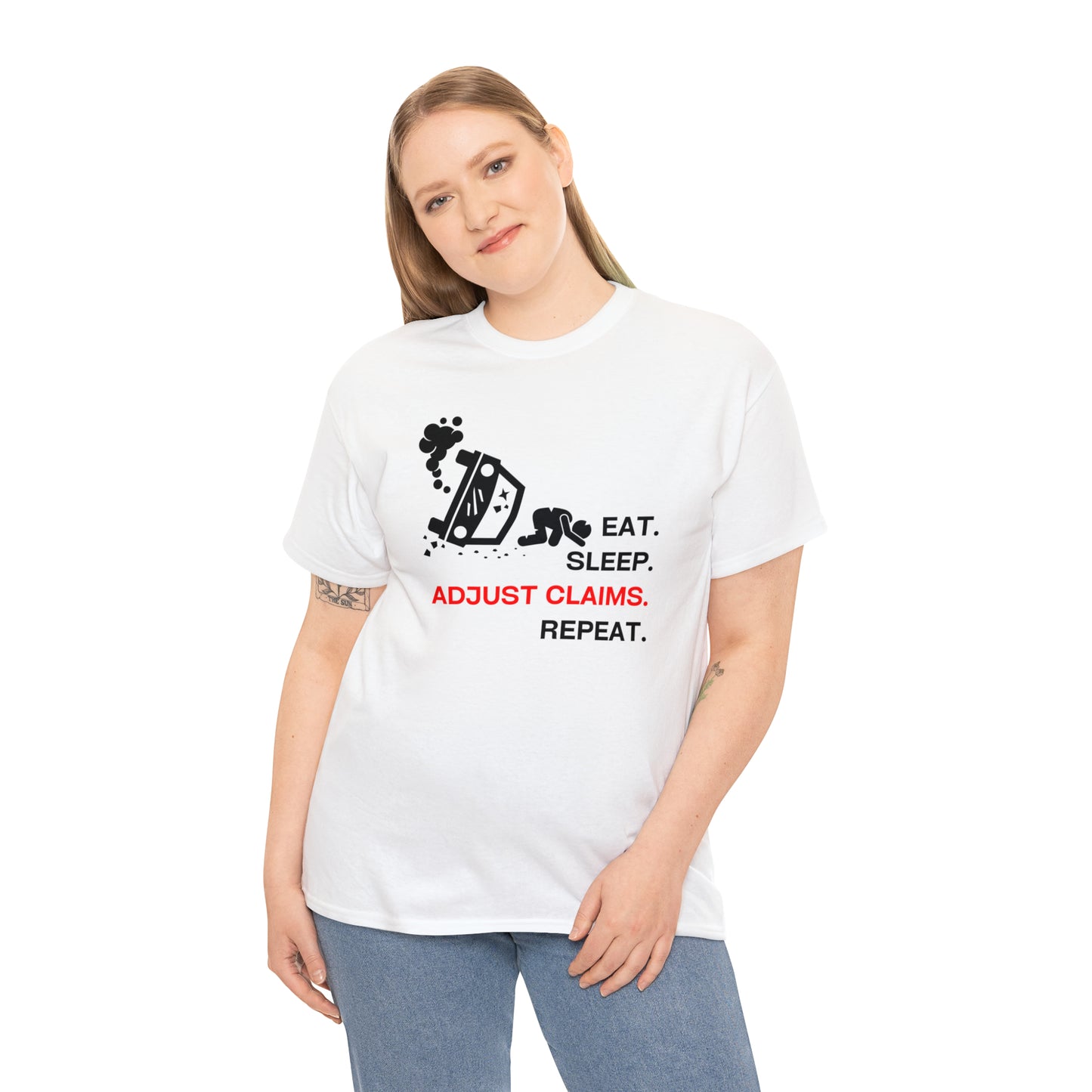 Claims Adjuster (Car Flip/Driver/Black) Unisex Heavy Cotton Tee