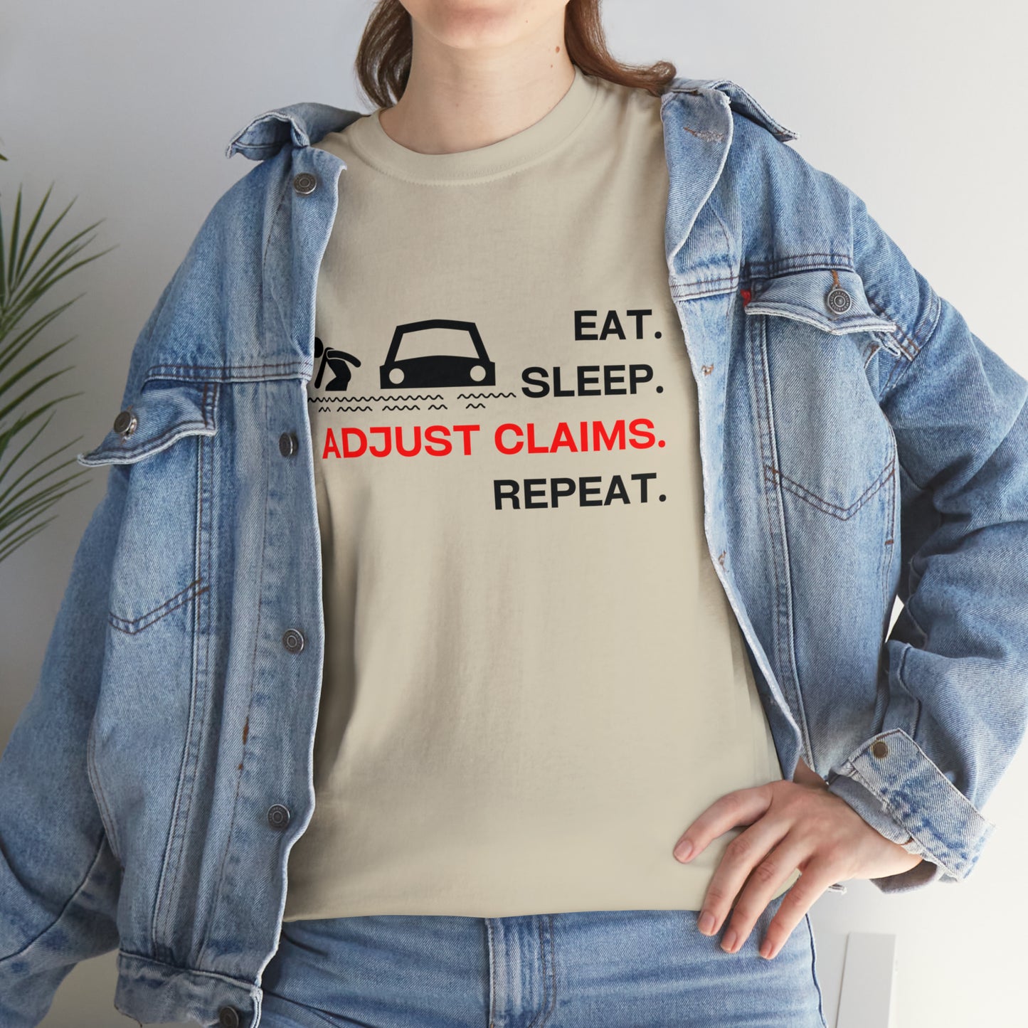 Claims Adjuster (Flooded Car / White) Unisex Heavy Cotton Tee