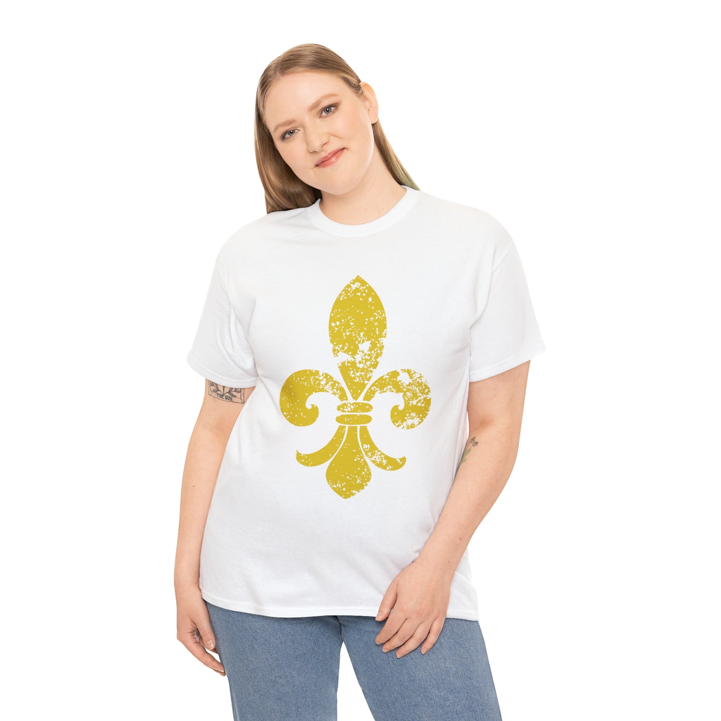 Gold Fleur-De-Lis Heavy Cotton Unisex Tee